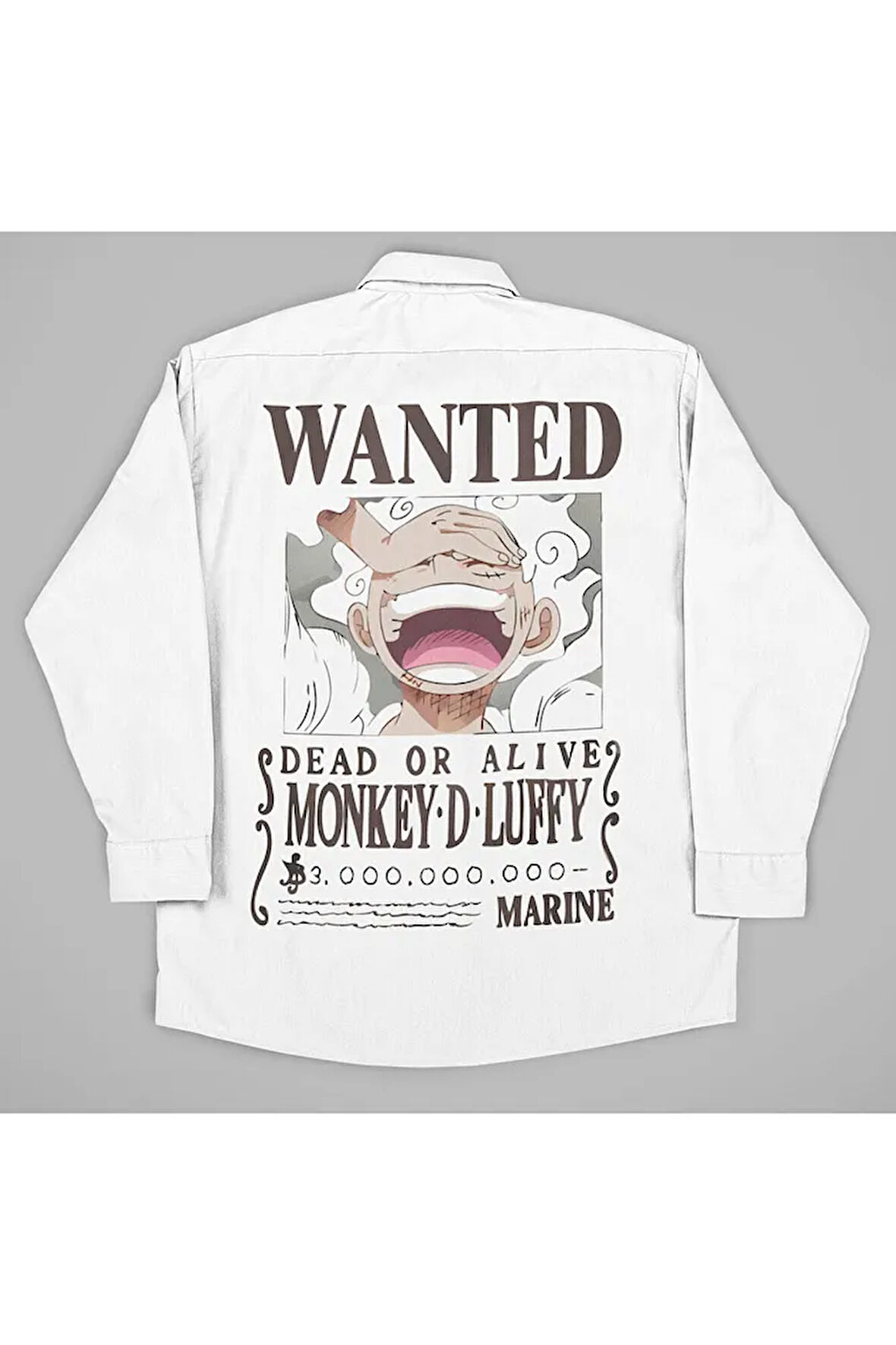 Wanted Monkey D. Luffy Baskılı Unisex Anime Karakter Gömlek