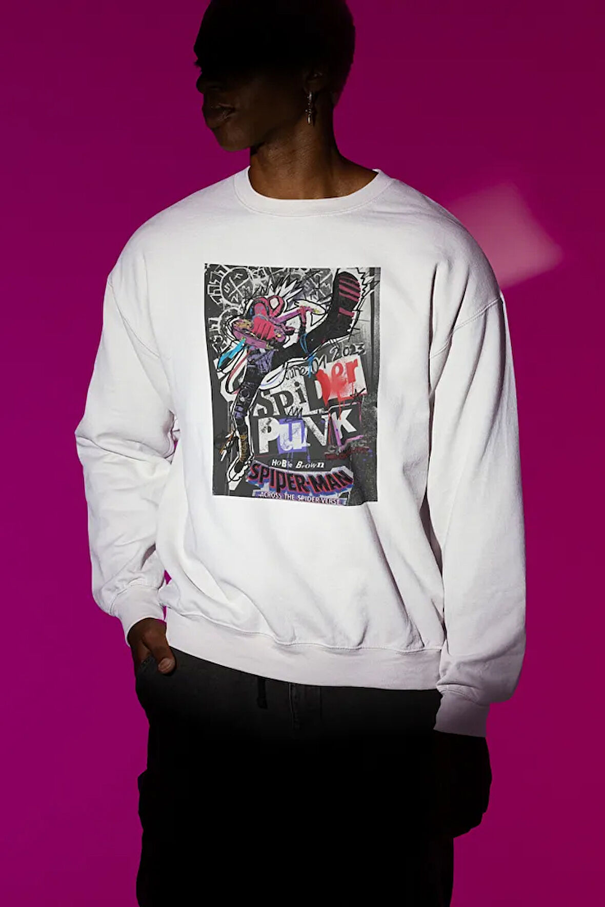 Spider Punk Baskılı Unisex Oversize Örümcek Adam Sweatshirt