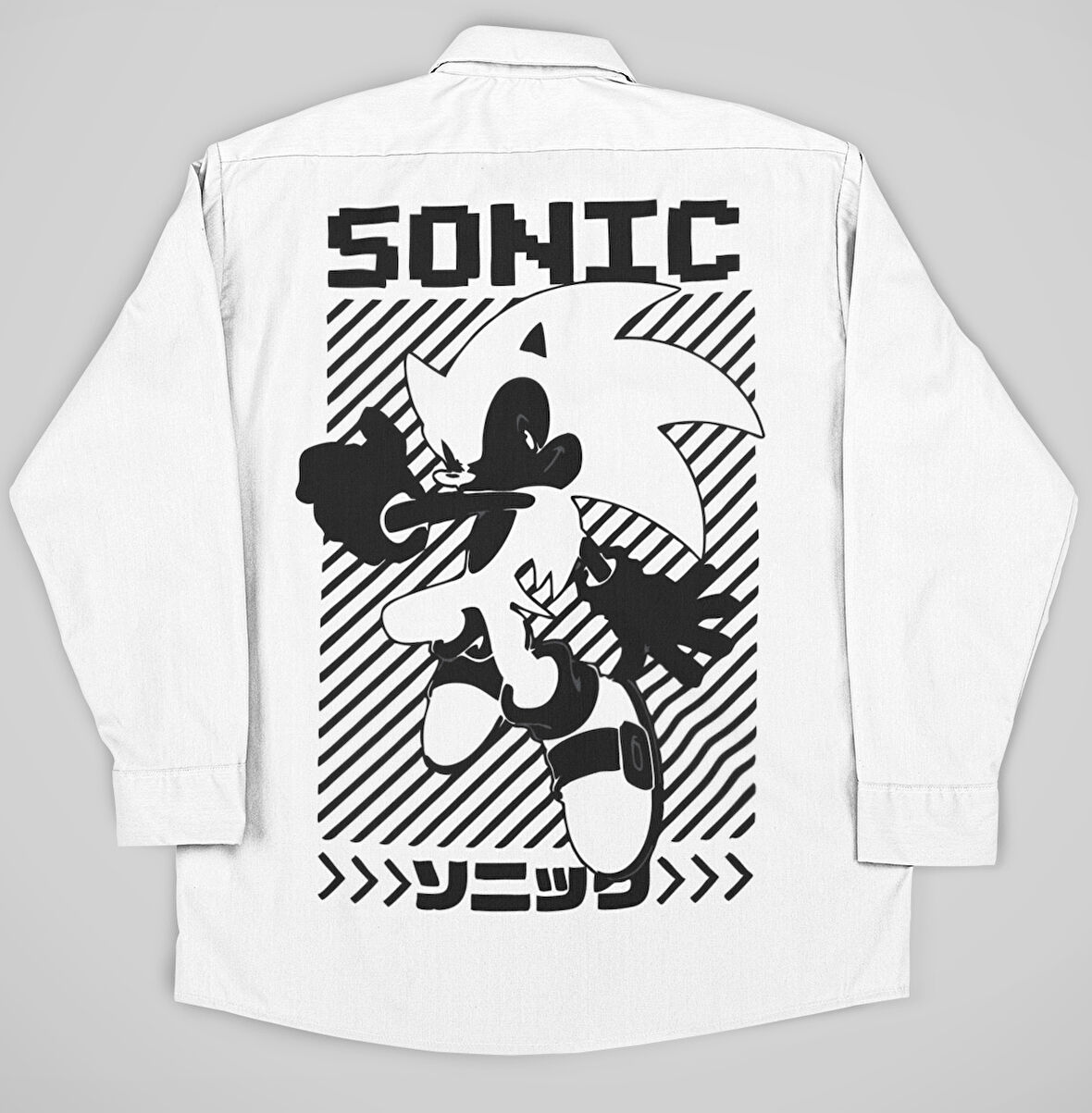 Sonic Baskılı Unisex Çizgi Film Cepli Gömlek