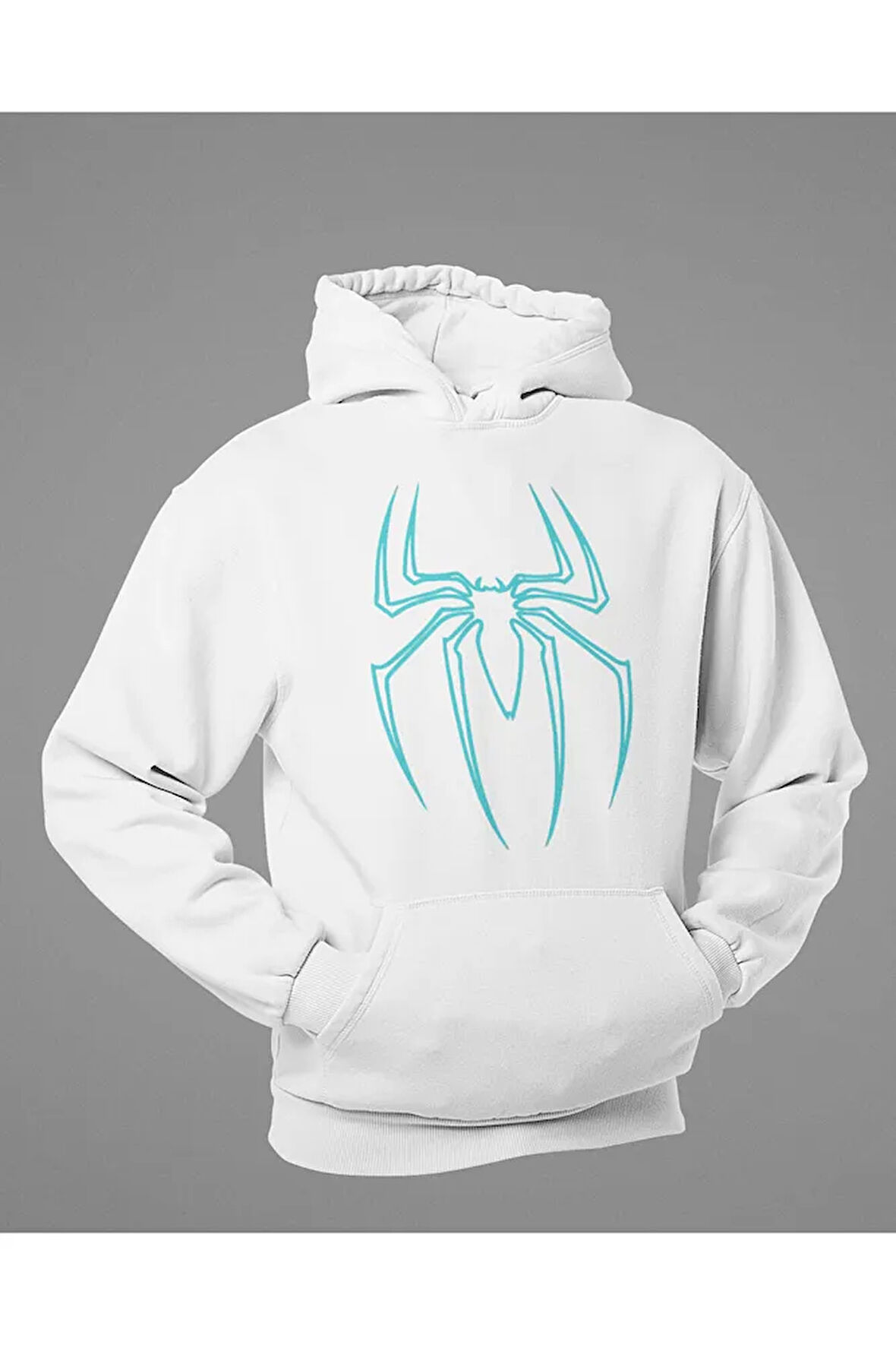 Örümcek Adam Logo Baskılı Unisex Oversize Hoodie