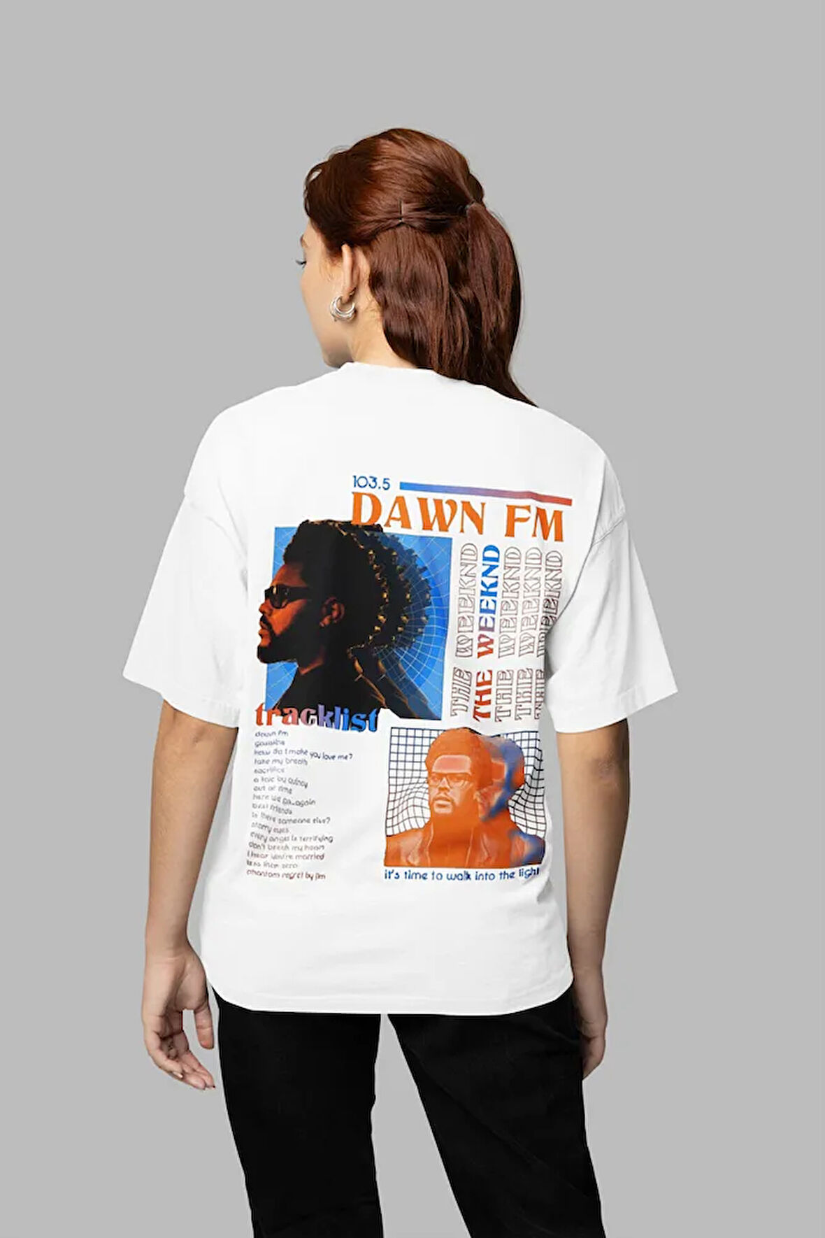 Tasarım The Weeknd 103.5 Dawn Fm Baskılı Unisex Oversize Rapper Tişört