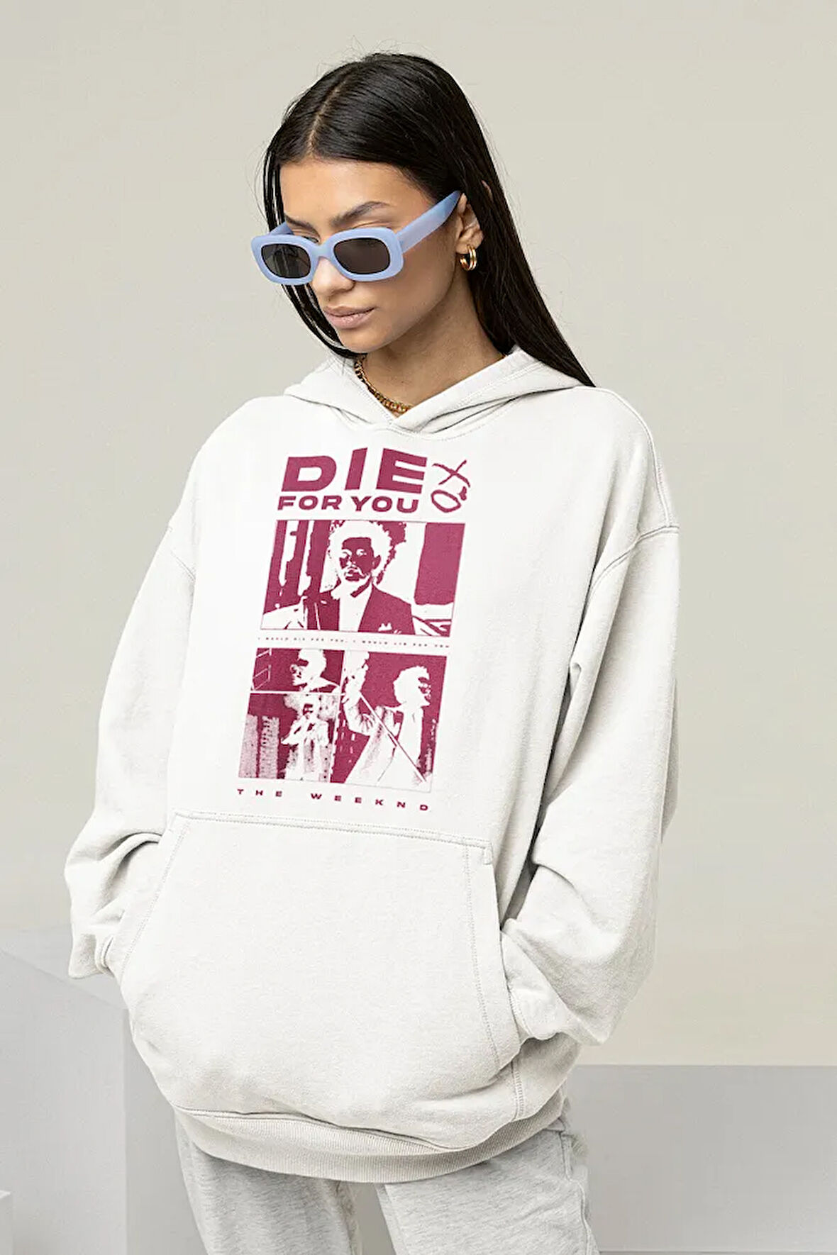 The Weeknd Die For You Baskılı Unisex Oversize Rapper Hoodie