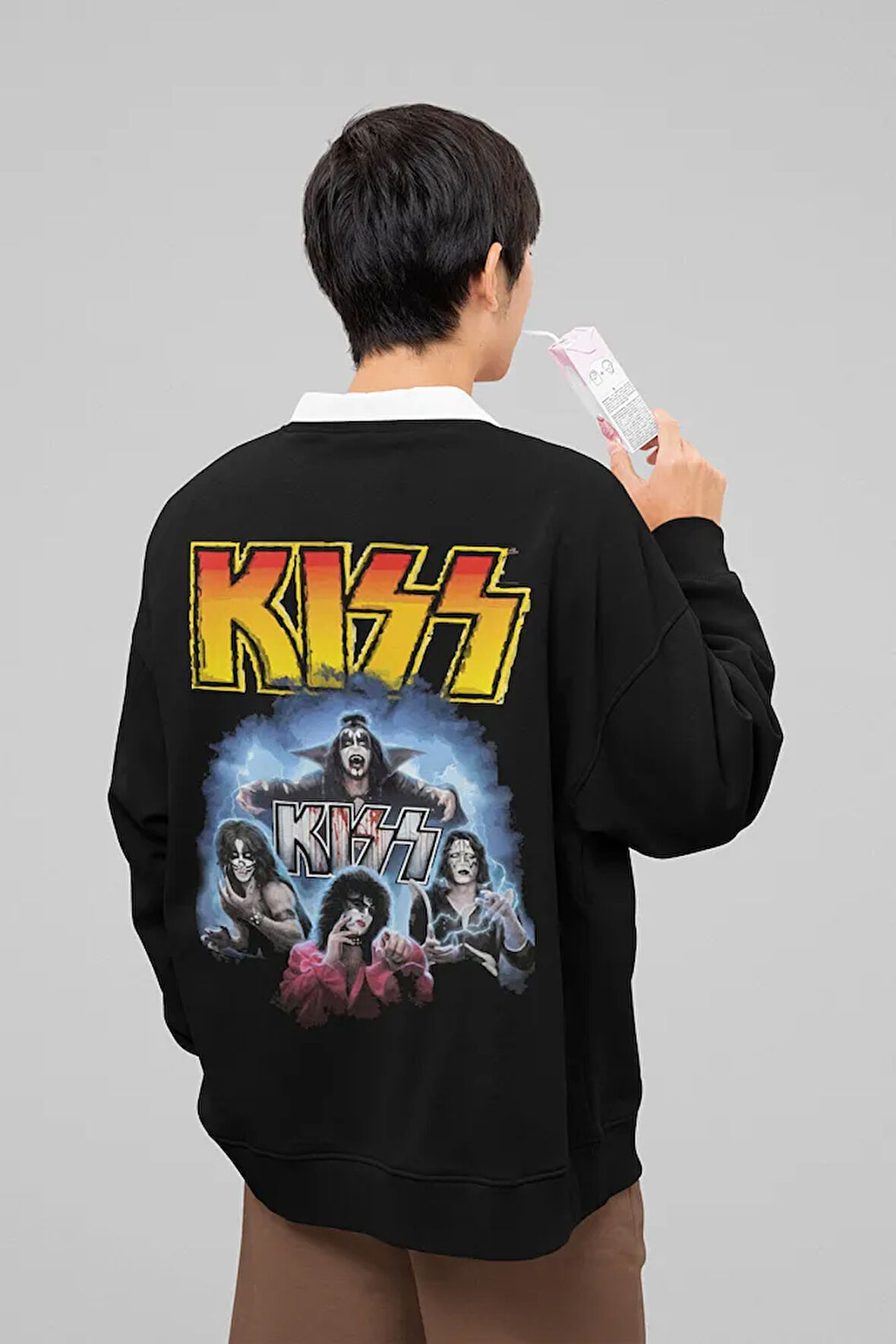 Kiss Rock Metal Müzik Grubu Baskılı Unisex Oversize Sweatshirt