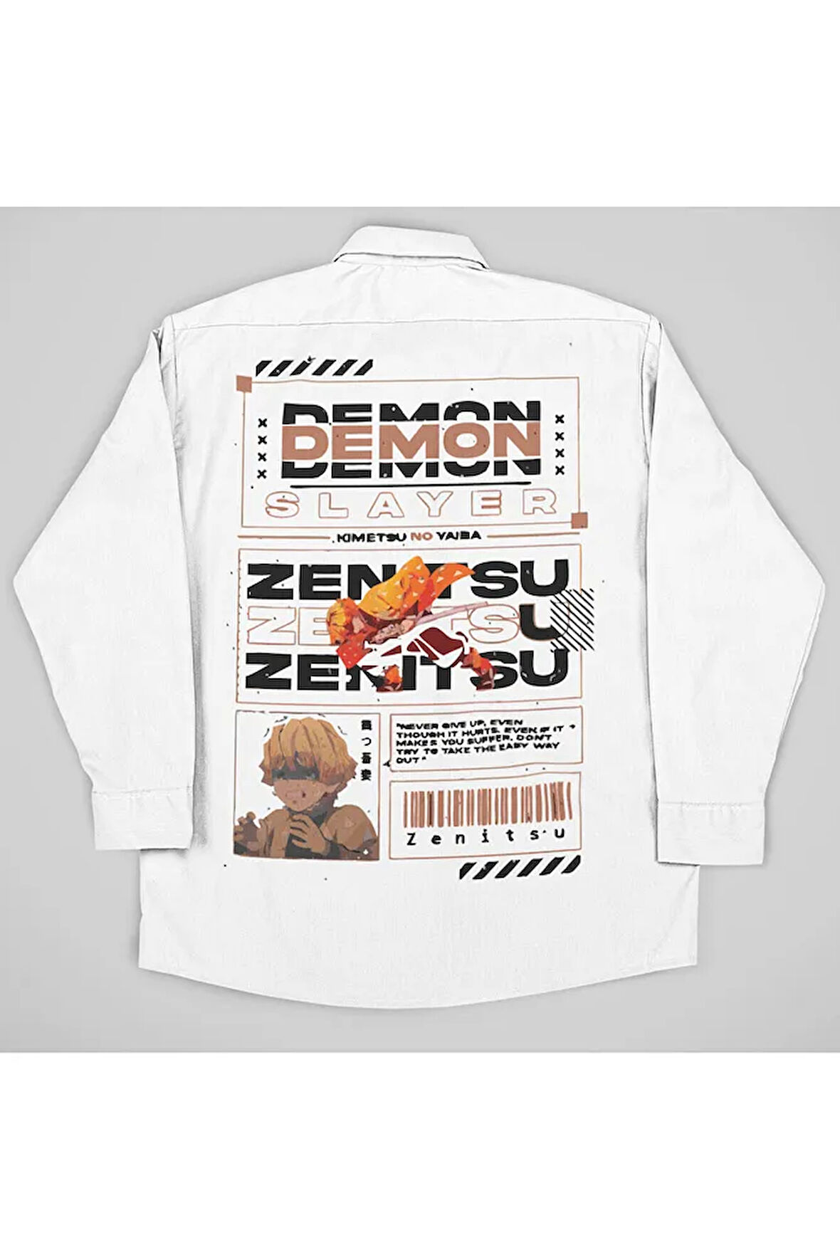 Demon Slayer Zenitsu Baskılı Unisex Anime Cepli Gömlek