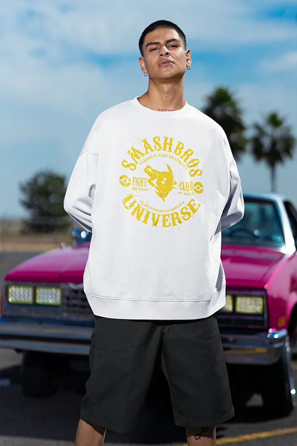 Smashbros Universe Yazılı Unisex Oversize Pokemon Sweatshirt