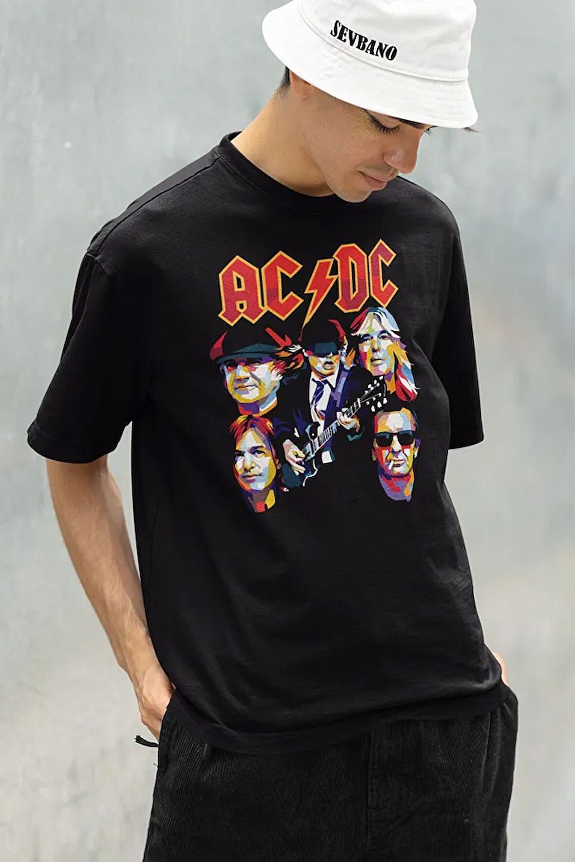 Rock Metal Müzik Grubu AC DC Baskılı Unisex Oversize Tişört