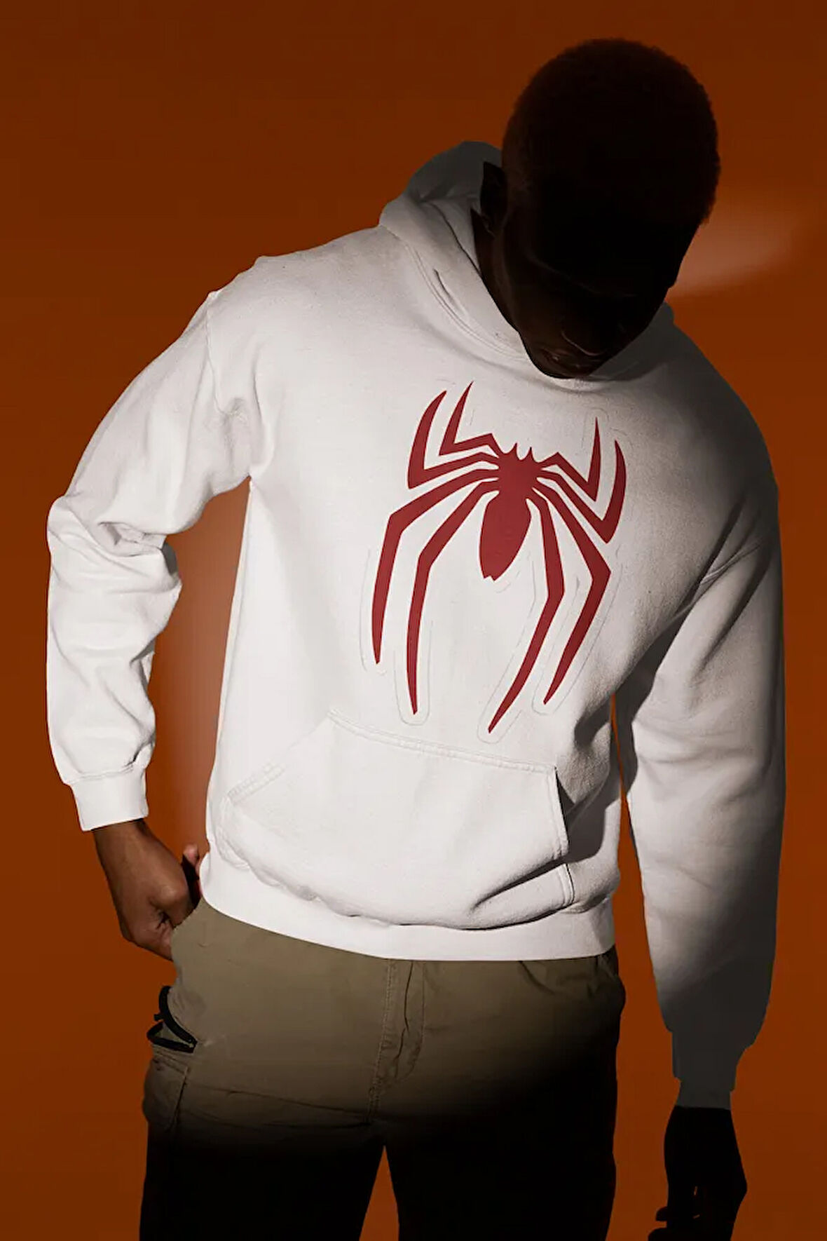 Örümcek Adam Logo Baskılı Unisex Oversize Hoodie