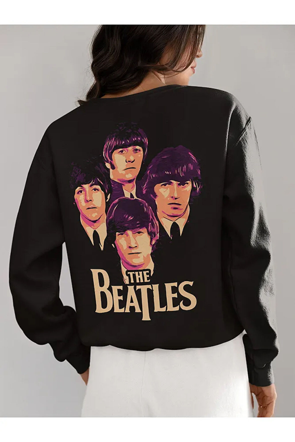 Tasarım The Beatles Baskılı Unisex Oversize Müzik Grubu Sweatshirt
