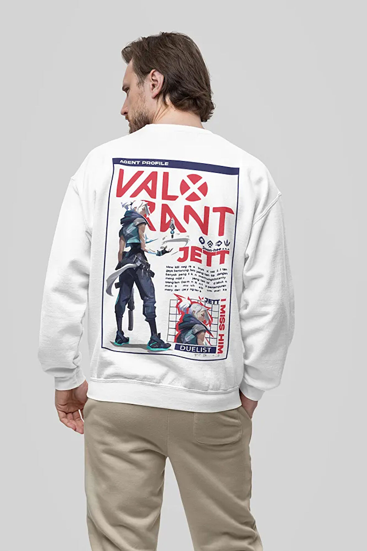 Vallorant Jett Entry Baskılı Unisex Oversize Tasarım Oyun Karakteri Sweatshirt