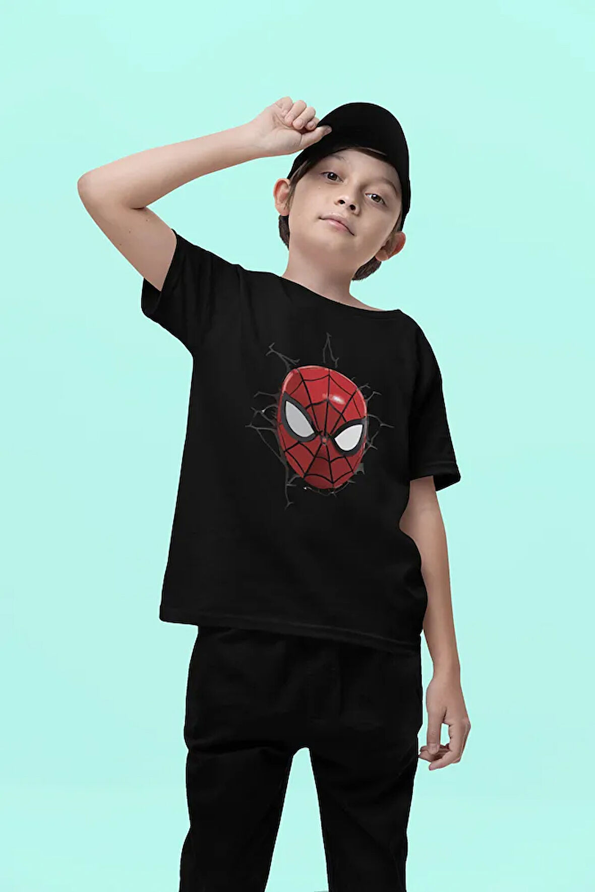Spider-Man Kahraman Baskılı Unisex Örümcek Adam Film Çocuk Tişört (1-12 Yaş)