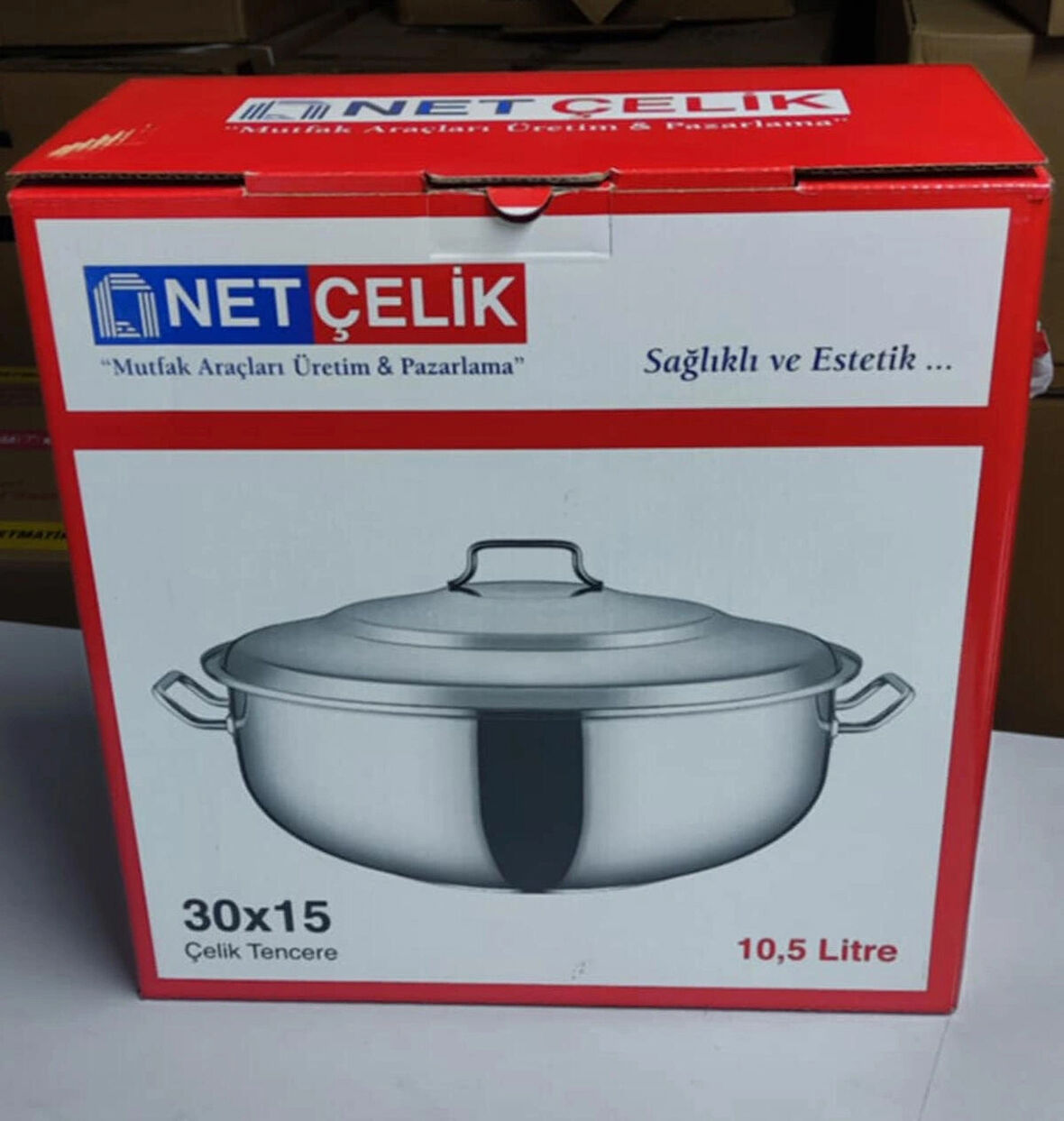 NET ÇELİK - HELVANE TENCERE KAPAKLI 30X15 CM - 10.5 LİTRE