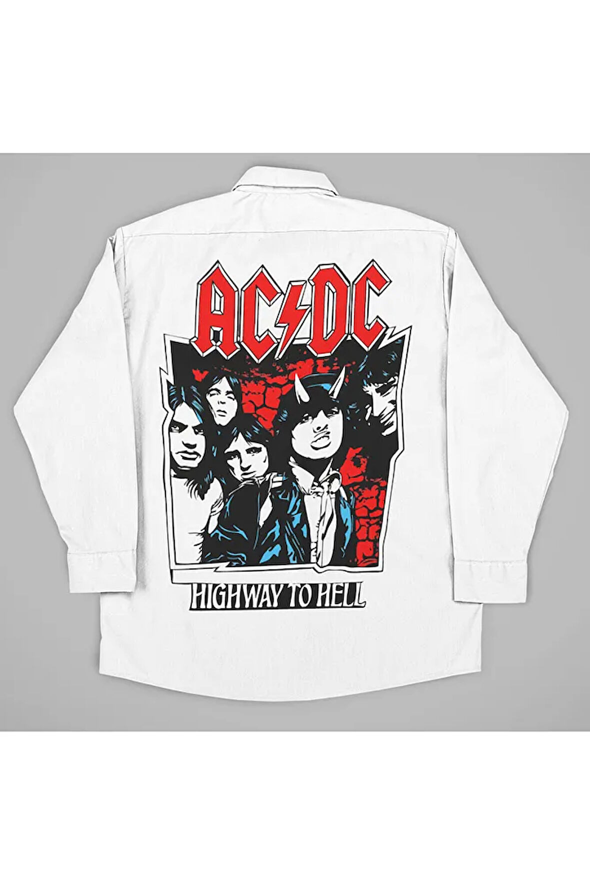 AC DC Highway To Hell Baskılı Unisex Rock Metal Müzik Grubu Gömlek