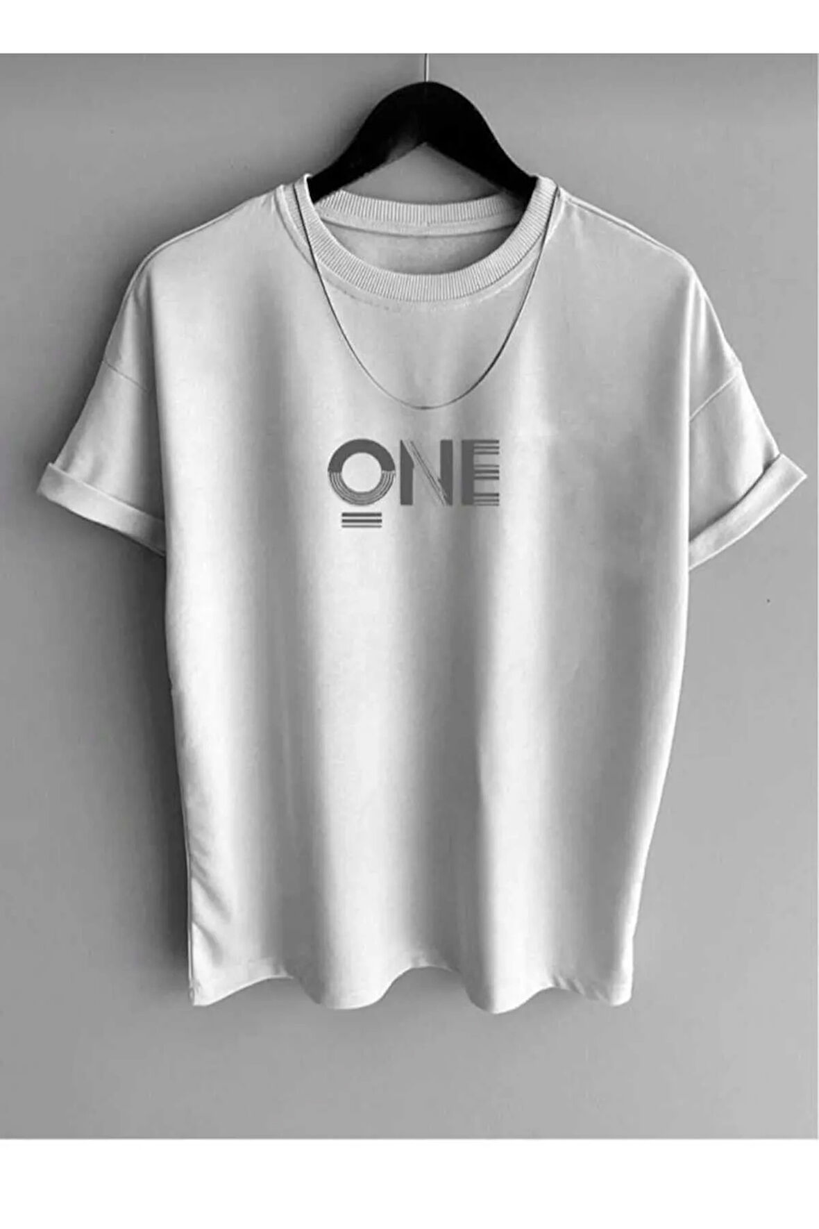 malkoçbey one baskılı overisze unisex basic t-şhirt