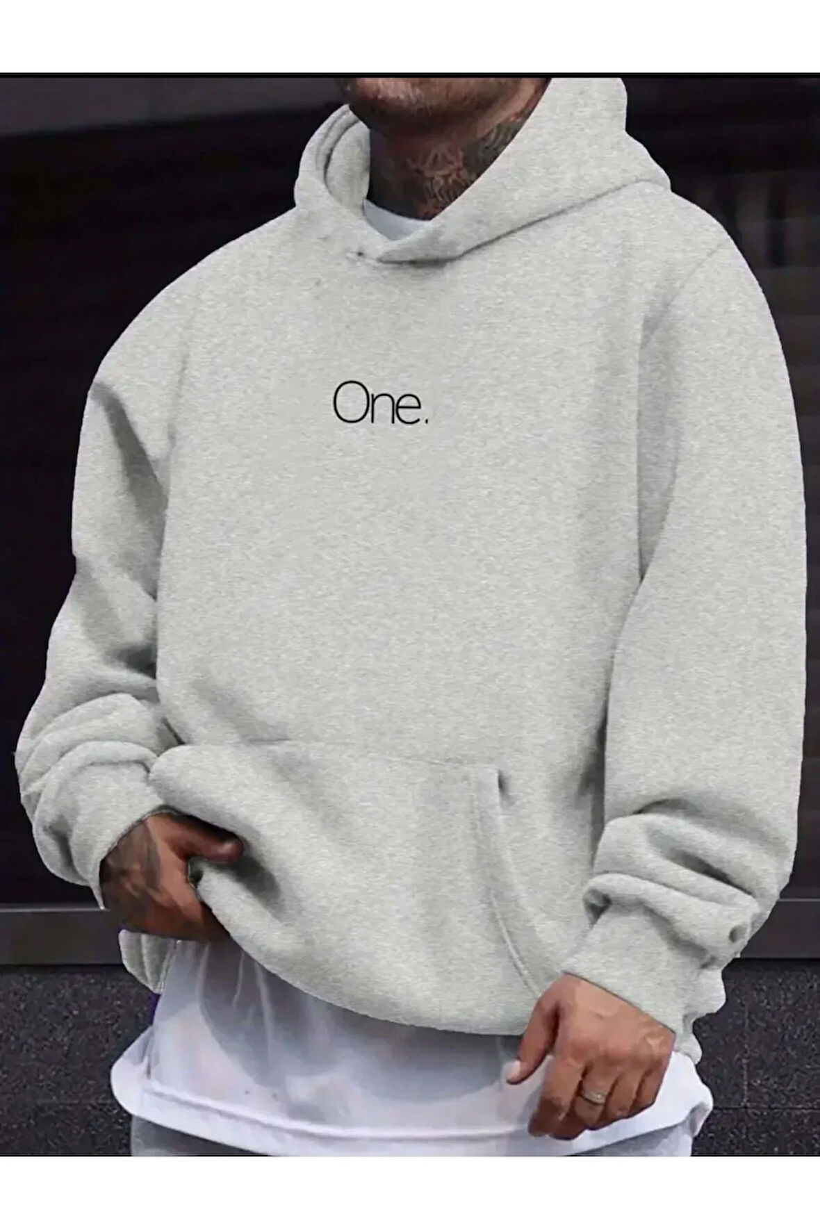 One Yazı Baskılı Kapüşonlu Sweatshirt