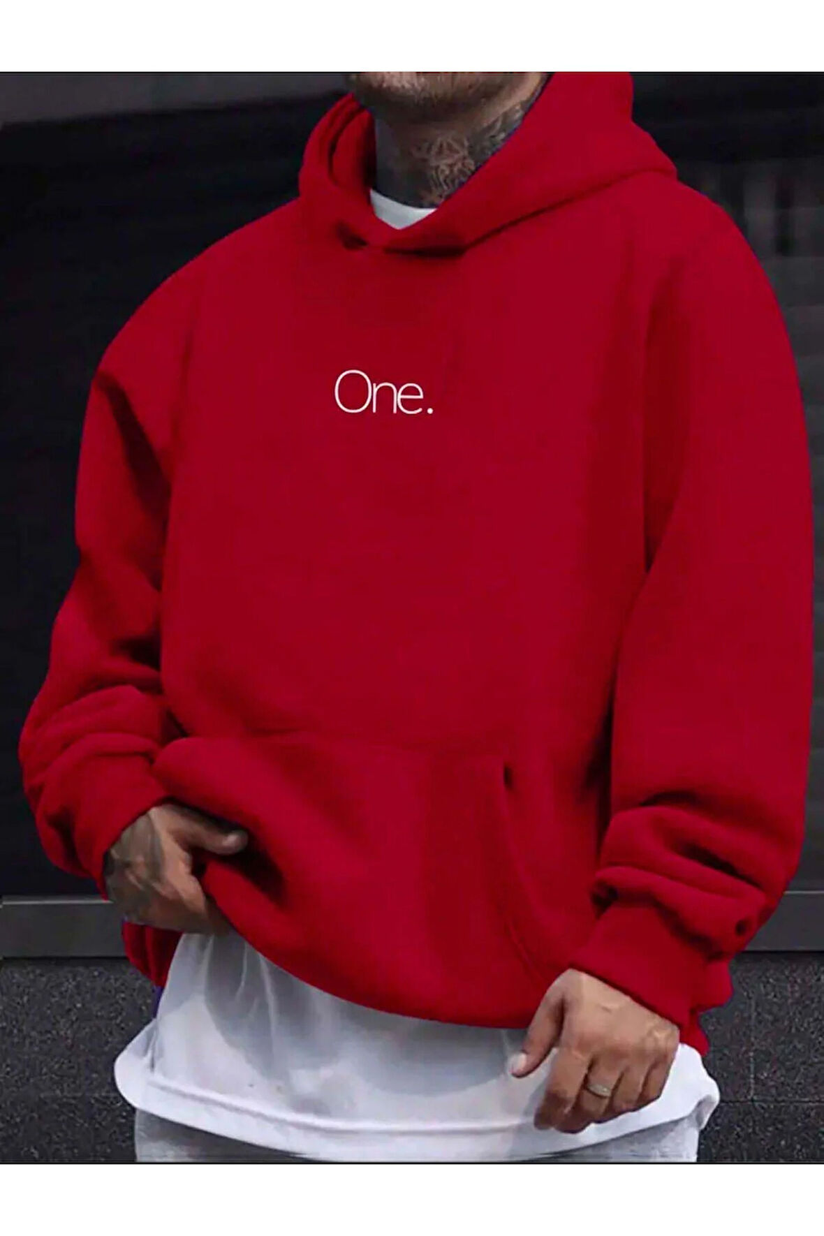 One Yazı Baskılı Kapüşonlu Sweatshirt