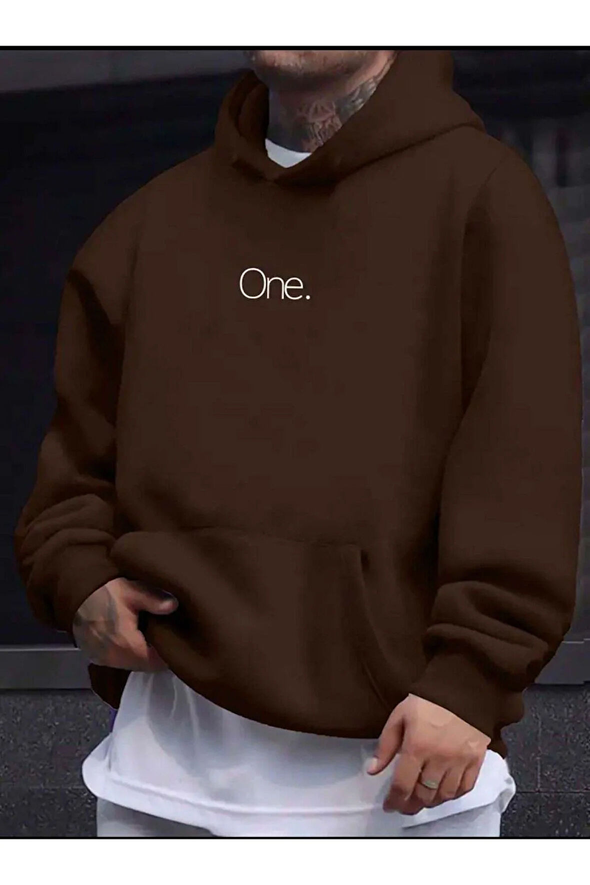 One Yazı Baskılı Kapüşonlu Sweatshirt