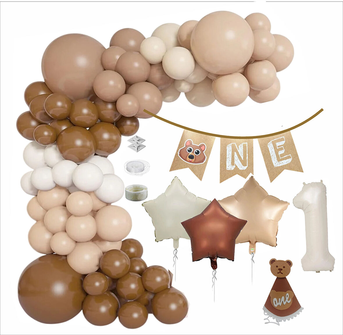 One 60 Balonlu, 1 Yaş Yıldızlı Set