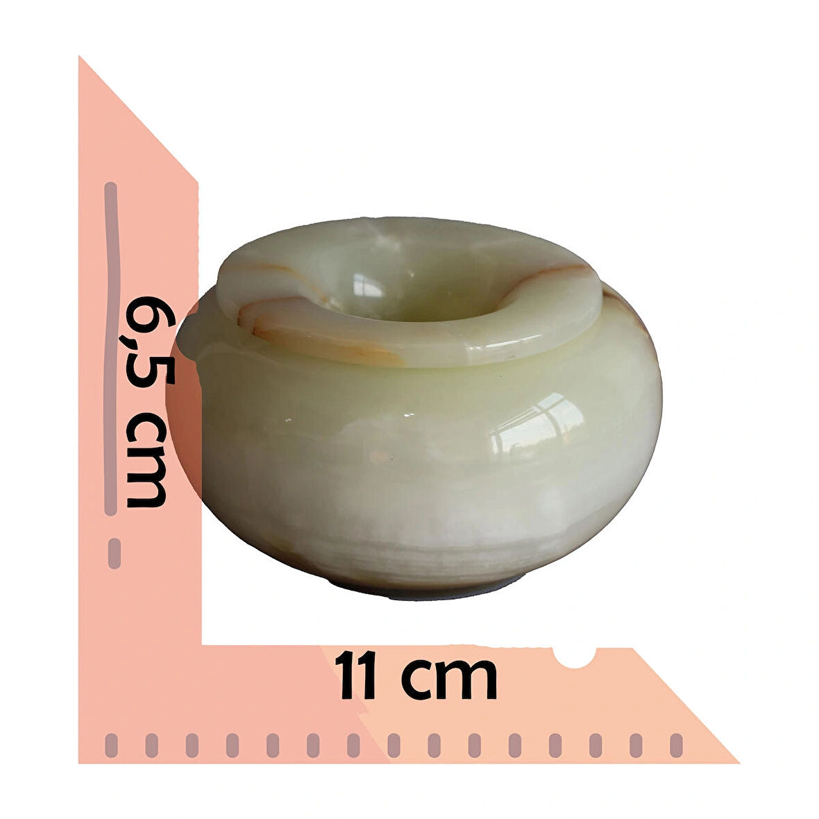 Doğal Oniks Taş Kapaklı Küllük – El Yapımı Dekoratif Taş Küllük 11x6,5 cm