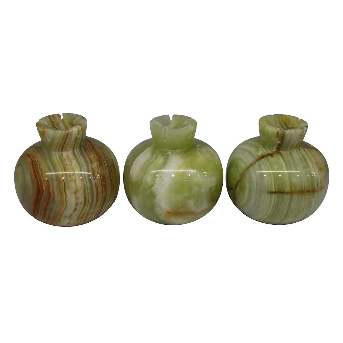 Oniks Taşından El Yapımı Nar Biblo - Ev ve Ofis Dekorasyonu (7,5x7 Cm) - Set