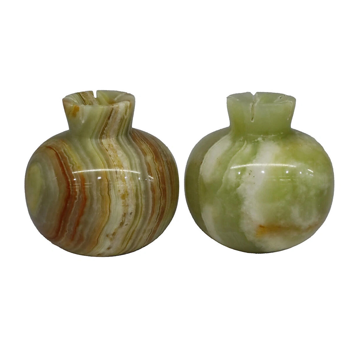 Oniks Taşından El Yapımı Nar Biblo - Ev ve Ofis Dekorasyonu (7,5x7 Cm) - Set