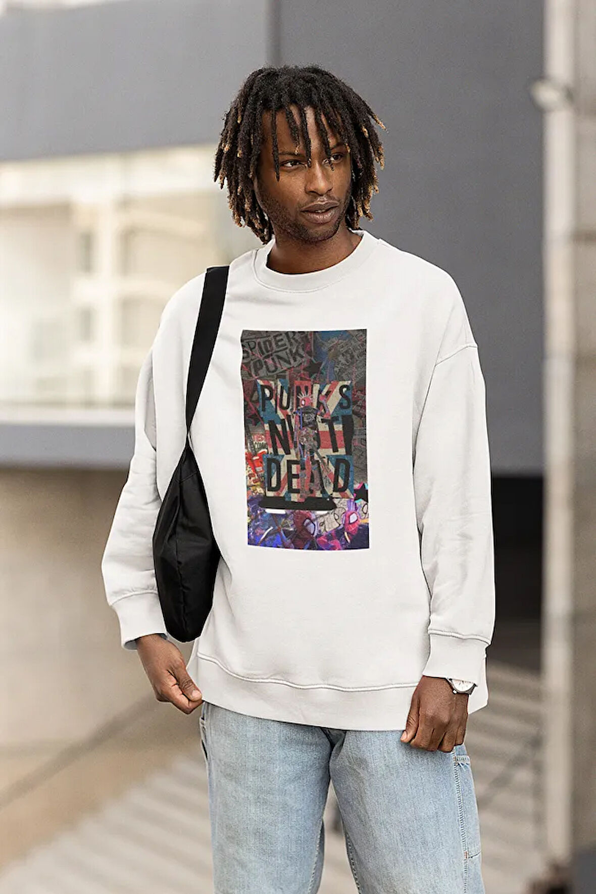 Spider-Punk Baskılı Unisex Oversize Tasarım Sweatshirt
