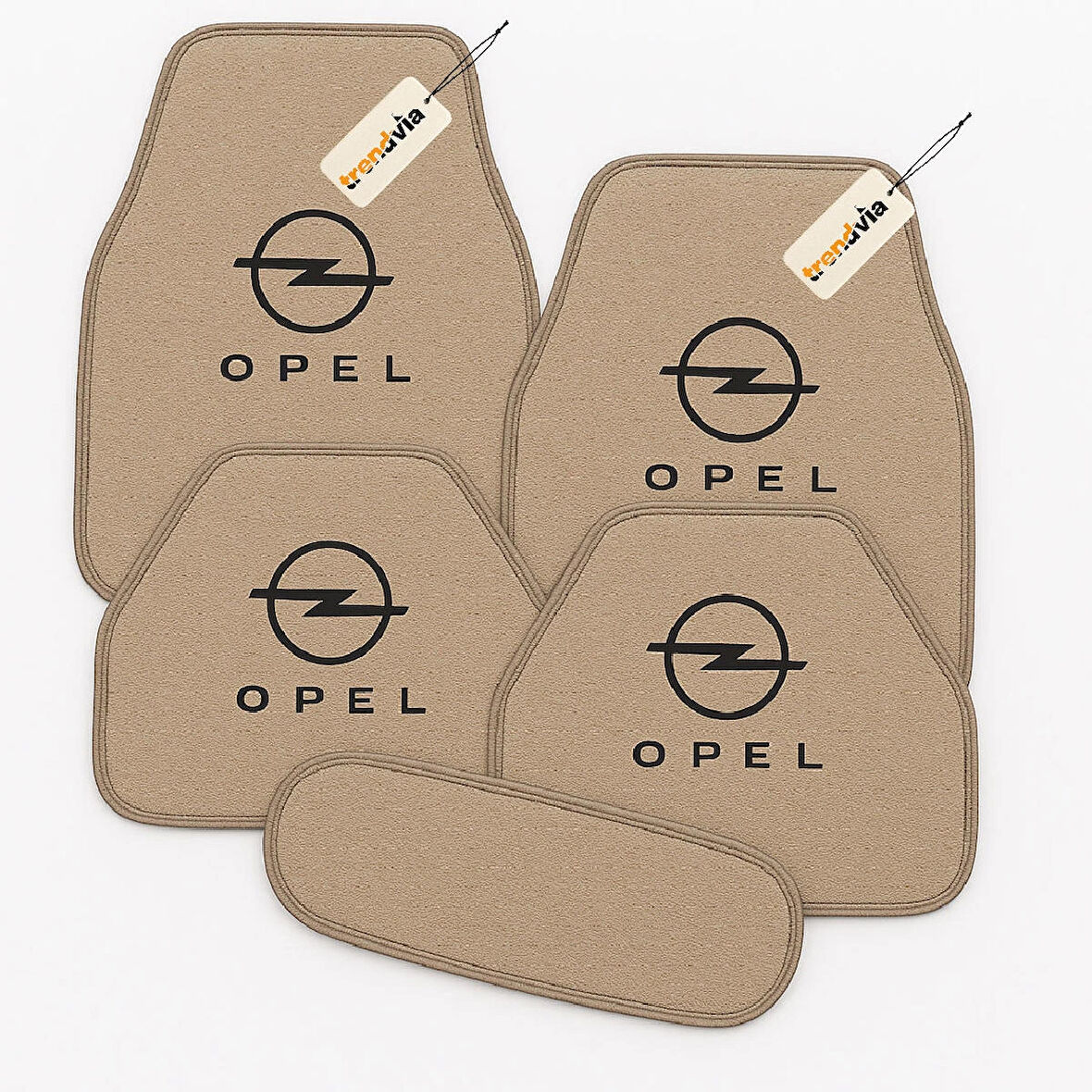 Bej Renk Opel Logolu Araç Halı Paspas Seti – 5’li Kaymaz Oto Paspas Takımı