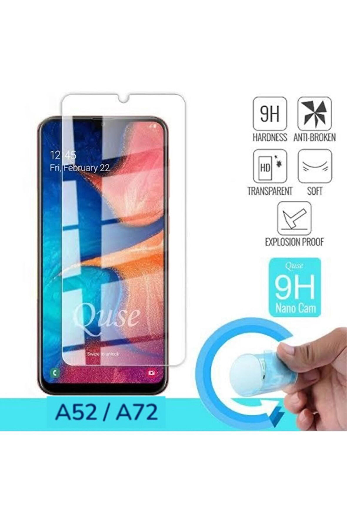 Oppo A52 / A72 Ekran Koruyucu Seramik Nano Kırılmaz Cam Tam Kaplayan