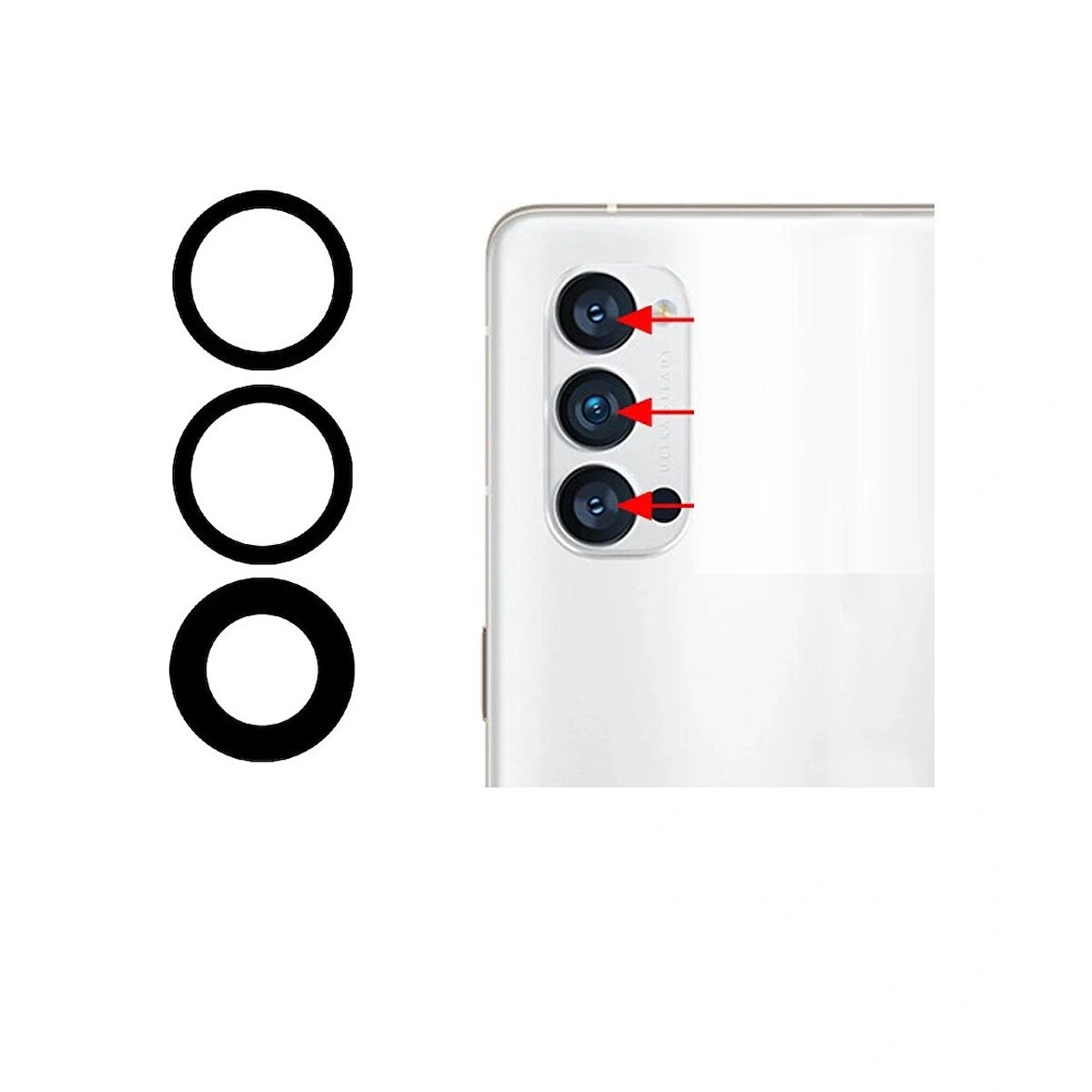 Oppo Reno 4 İle Uyumlu Kamera Camı 