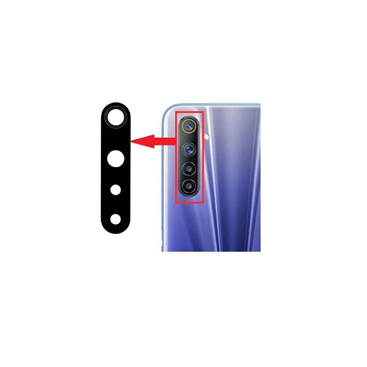 Realme 6 İle Uyumlu Kamera Camı 