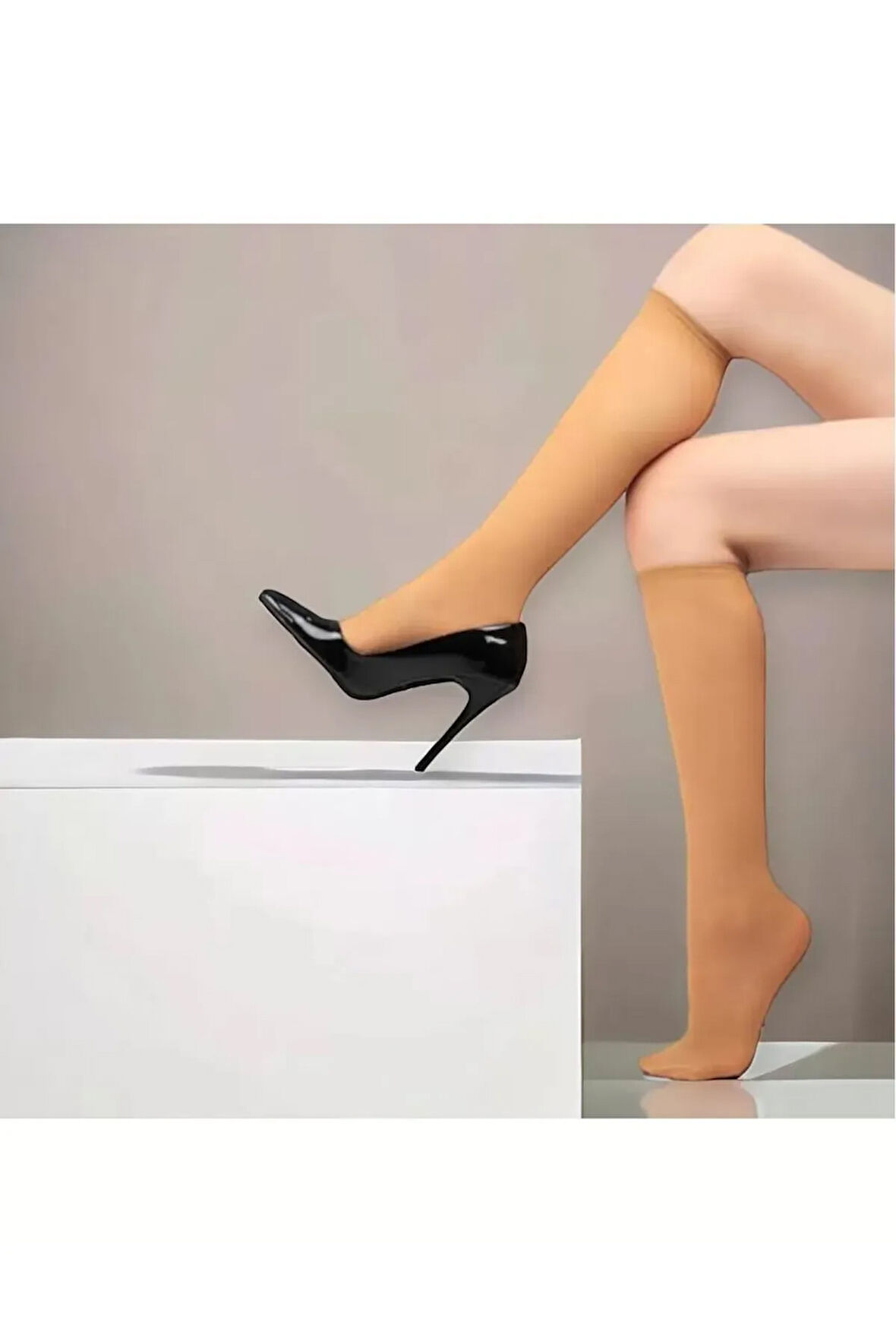 Kadın Muz Çorap 6 Adet Ortakalın Pantolon Çorabı 57 TEN