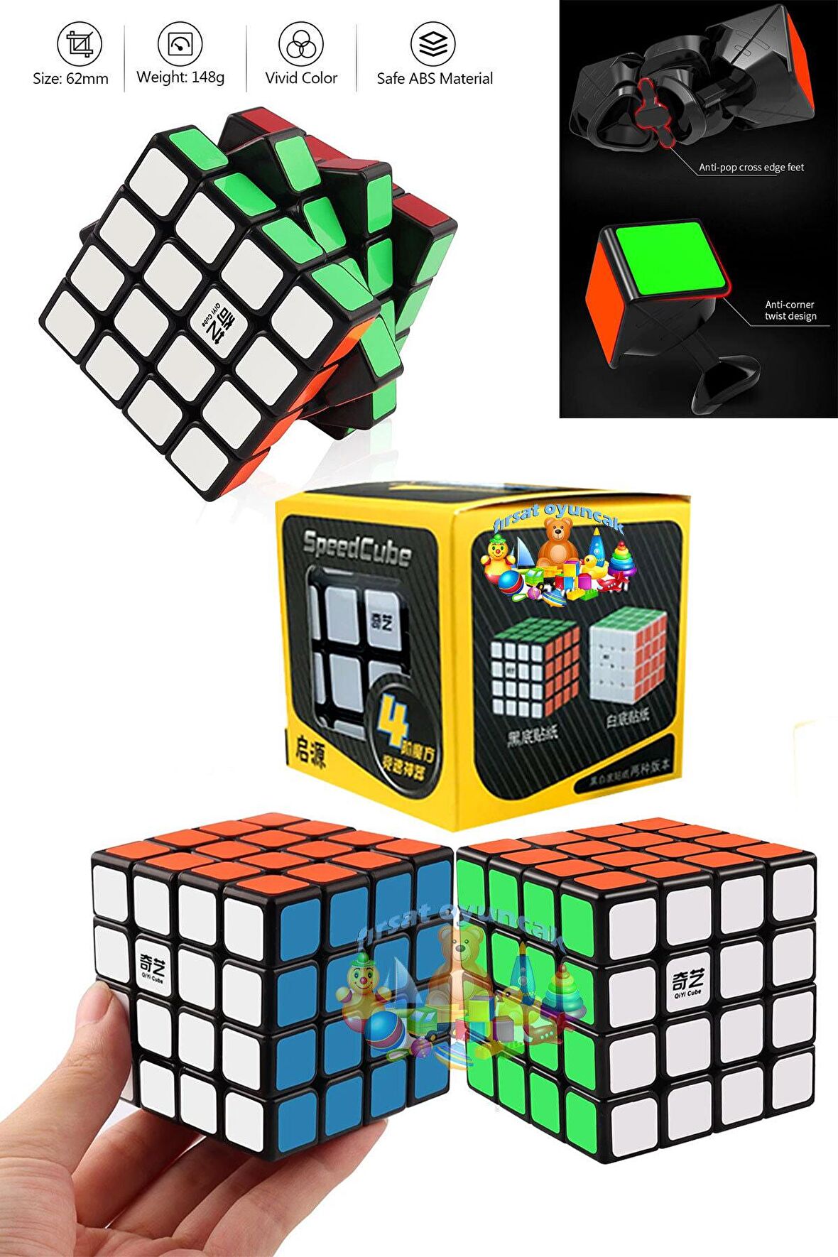 4x4 Qy Speed Cube Zeka Küpü Akıl Küpü