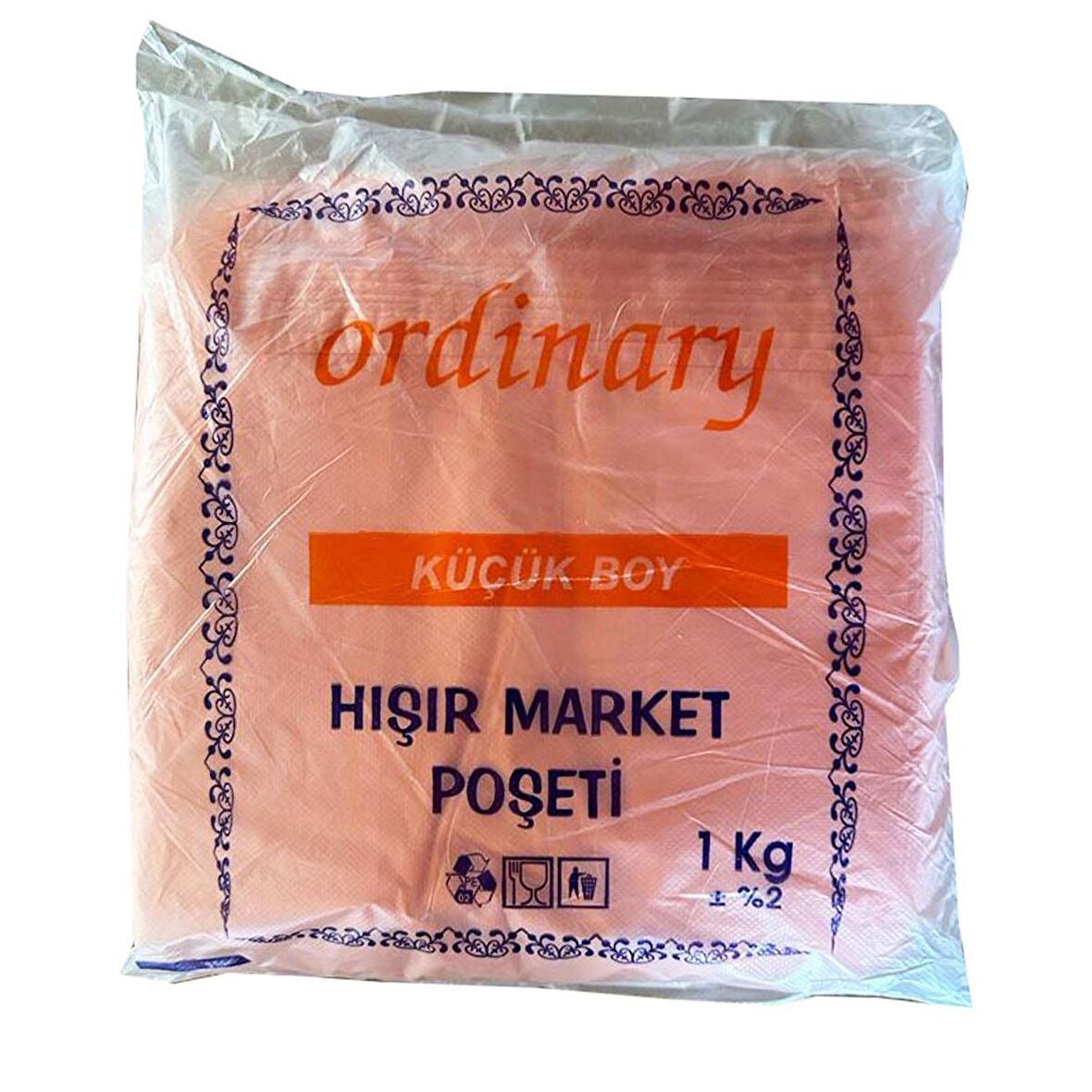 Ordinary Turuncu Market Poşeti Torbası - Hışır Atlet Poşet - Küçük Boy - 24 x 40 Cm. - 1 Kg.