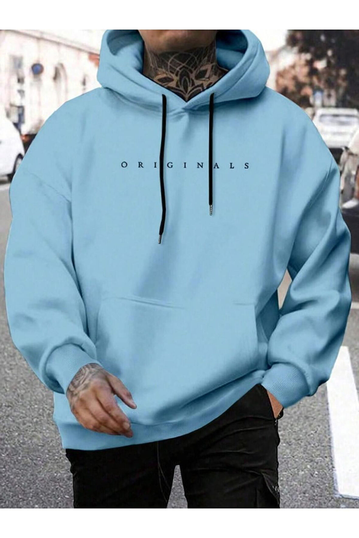 Erkek Originals Baskılı Oversize Kapşonlu Sweatshirt