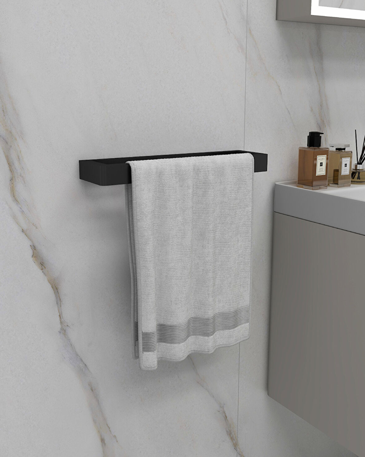 Orkide X YENİ Mat Siyah Duvara Monte Havluluk | Modern ve Şık Banyo Aksesuarı