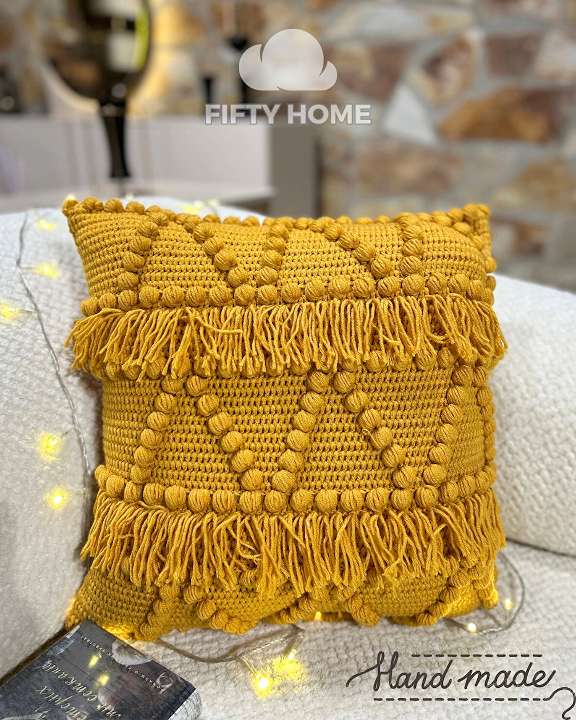 1 adet El örmesi kırlent 100% handmade 43 x 43 cm