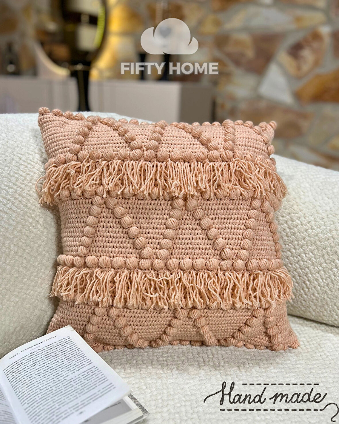 1 adet El örmesi kırlent 100% handmade 43 x 43 cm