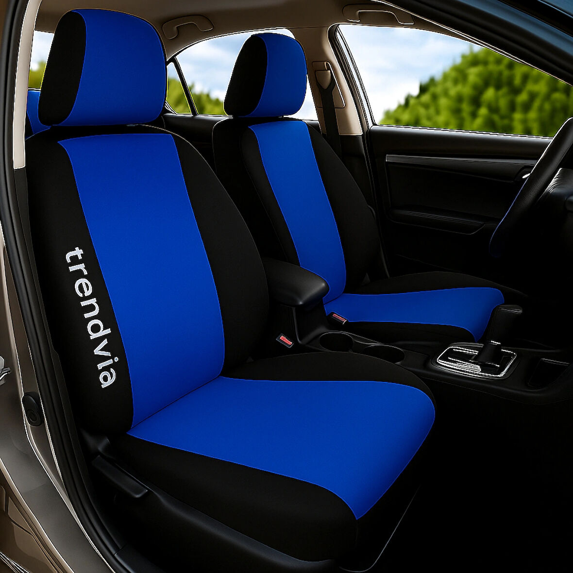 Mavi Siyah Ortopedik Şerit Oto Kılıfı Takımı - Ön Arka Koltuklara Uygun