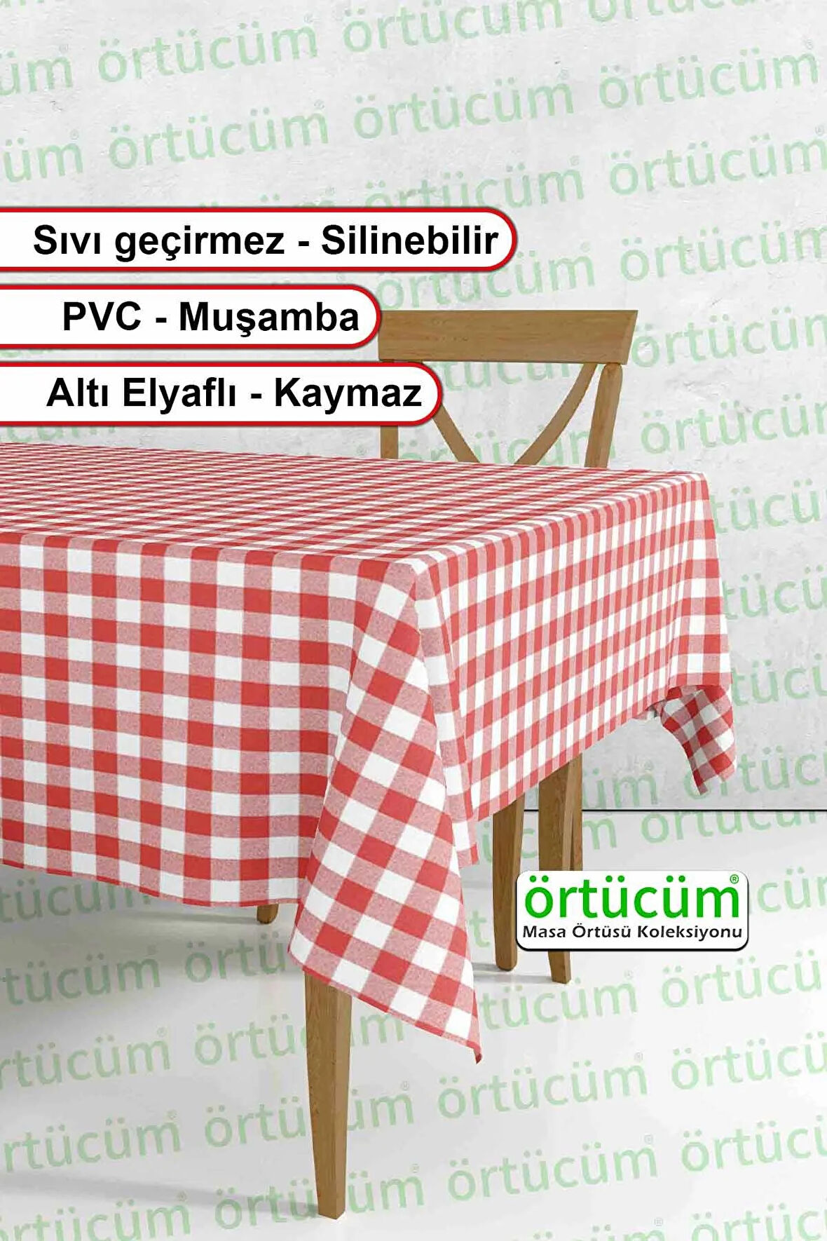 Kırmızı Beyaz Pötikareli Pvc Muşamba Masa Örtüsü Leke Tutmaz Silinebilir