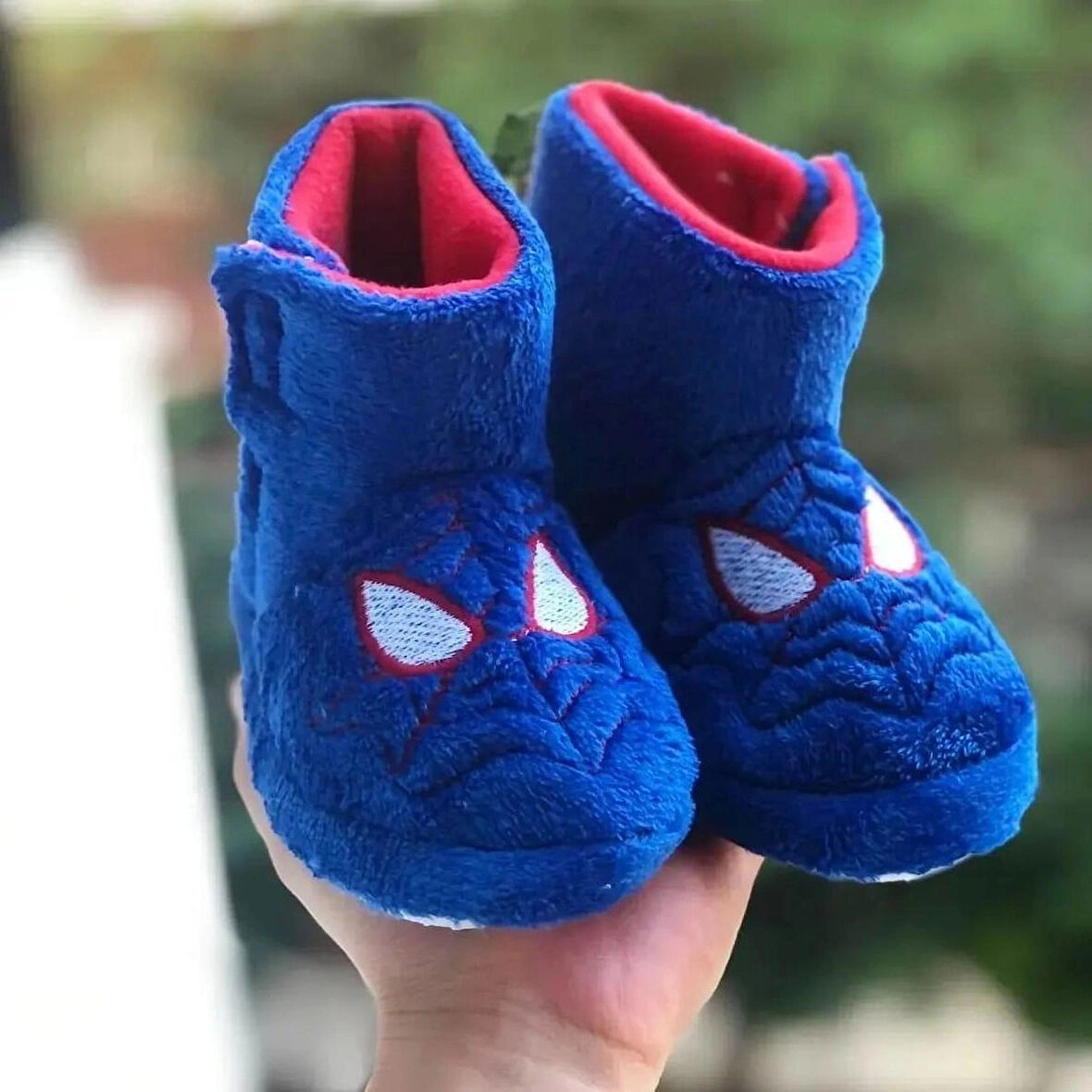 Spiderman Örümcek Adam Cırtcırtlı Erkek Çocuk Panduf Kaydırmaz Taban Anaokulu Kreş Ev Ayakkabısı