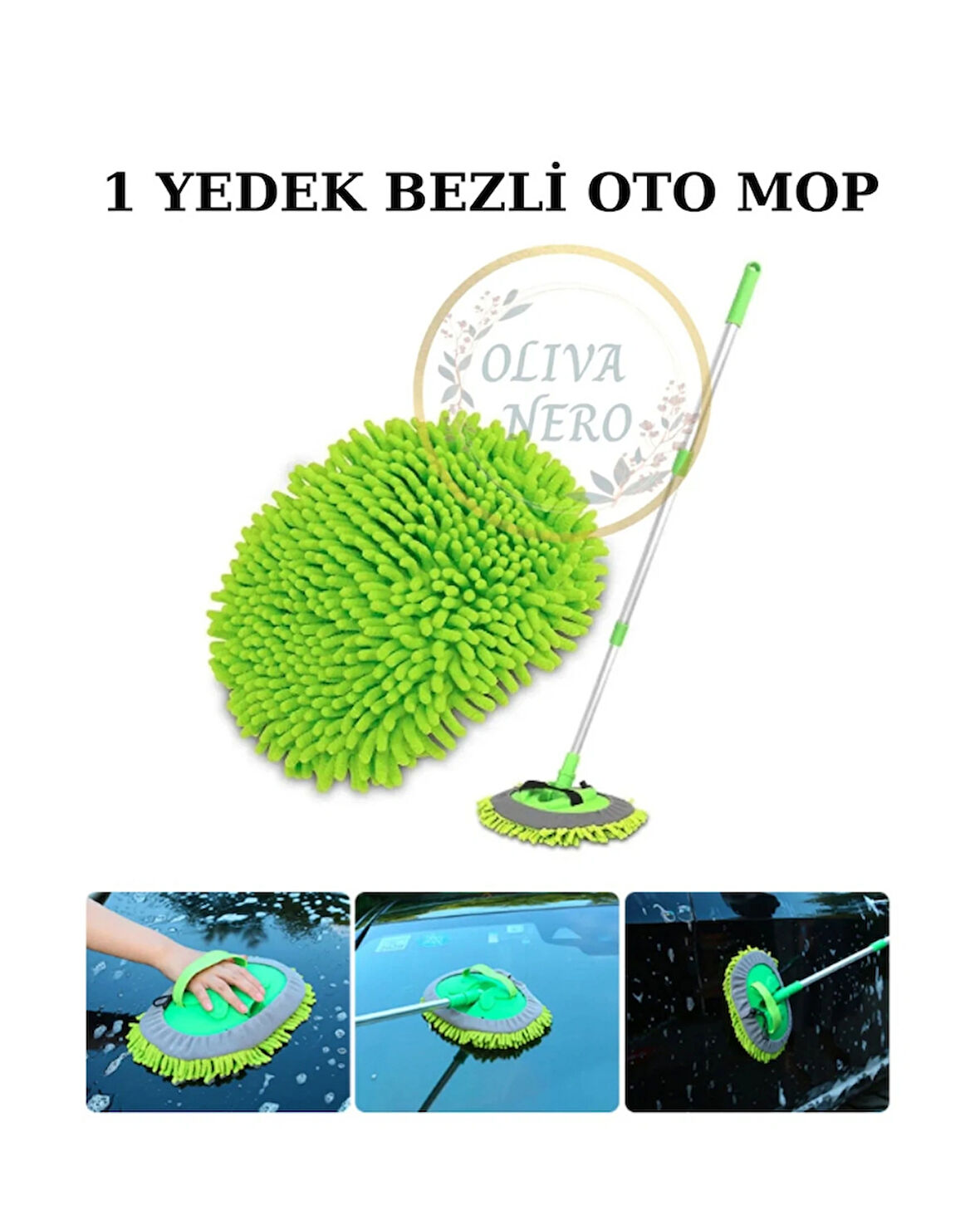  Çok Fonksiyonlu 2 In 1 Şönil Mikrofiber Araba Yıkama Paspas Temizleme Fırçası Teleskopik Uzun Saplı