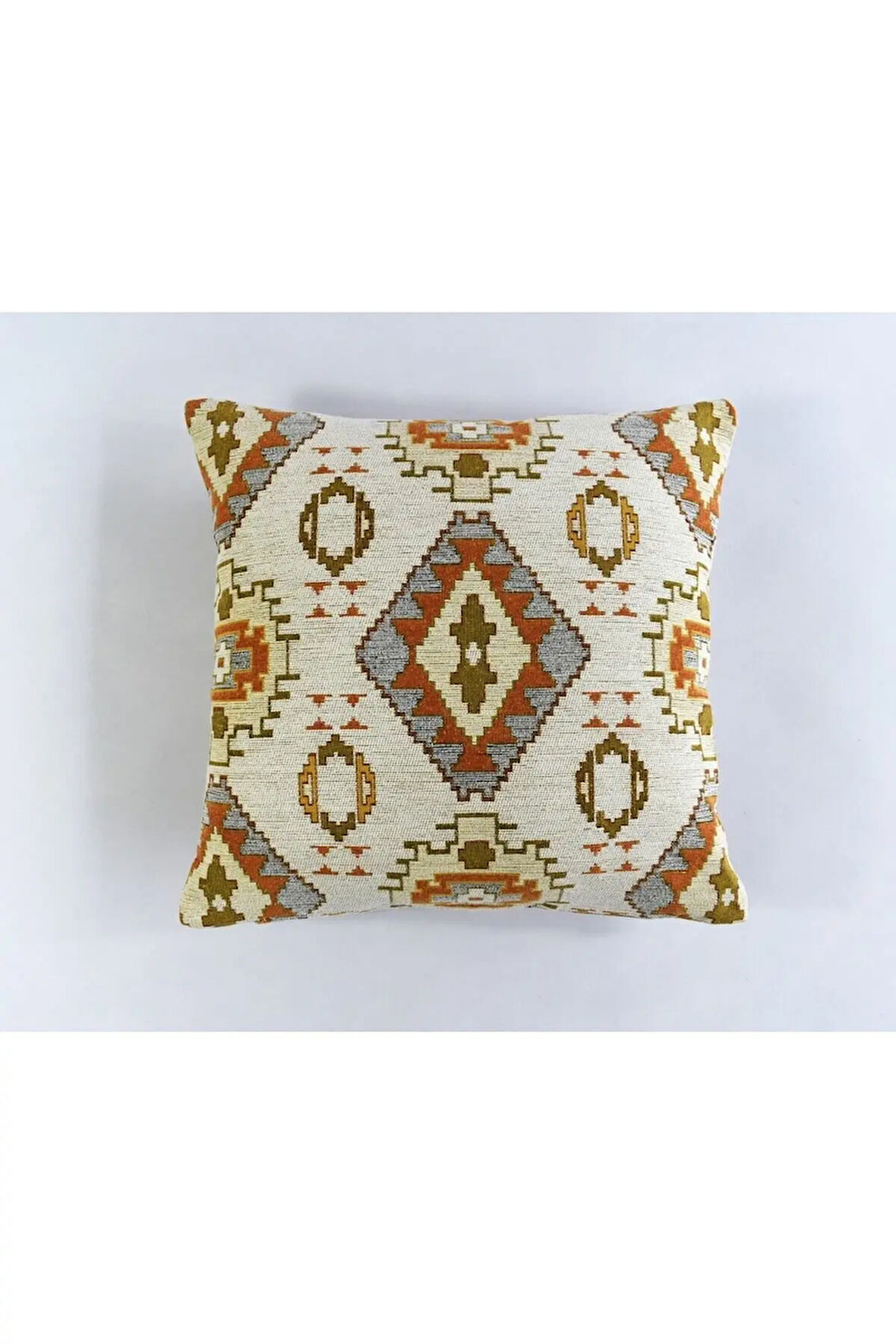 Kilim Desenli Dekoratif Yastık Kılıfı Çift Taraflı Şönil Dokuma Gizli Fermuarlı Etnik Kırlent Kılıfı