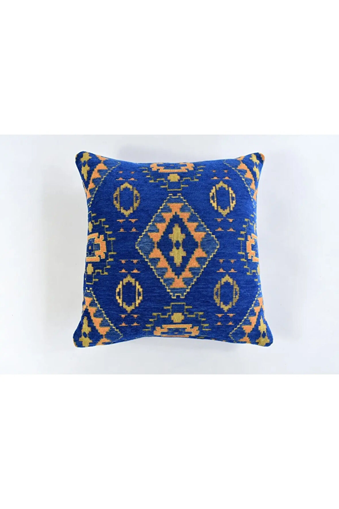 Kilim Desenli Dekoratif Yastık Kılıfı Çift Taraflı Şönil Dokuma Gizli Fermuarlı Etnik Kırlent Kılıfı