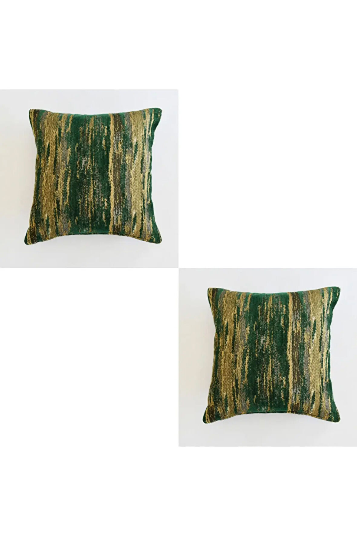 Etnik Desenli Dekoratif Yastık Kılıfı 2'li Çift Taraflı Şönil Dokuma Gizli Fermuarlı Kırlent Kılıfı