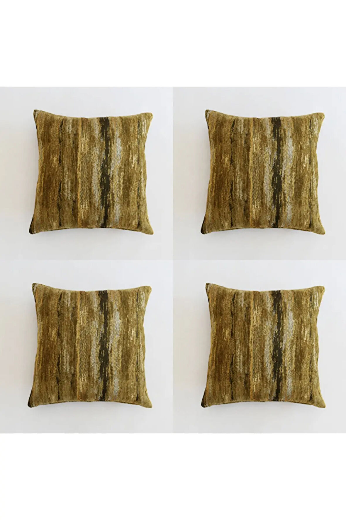 Etnik Desenli Dekoratif Yastık Kılıfı 4'lü Çift Taraflı Şönil Dokuma Gizli Fermuarlı Kırlent Kılıfı