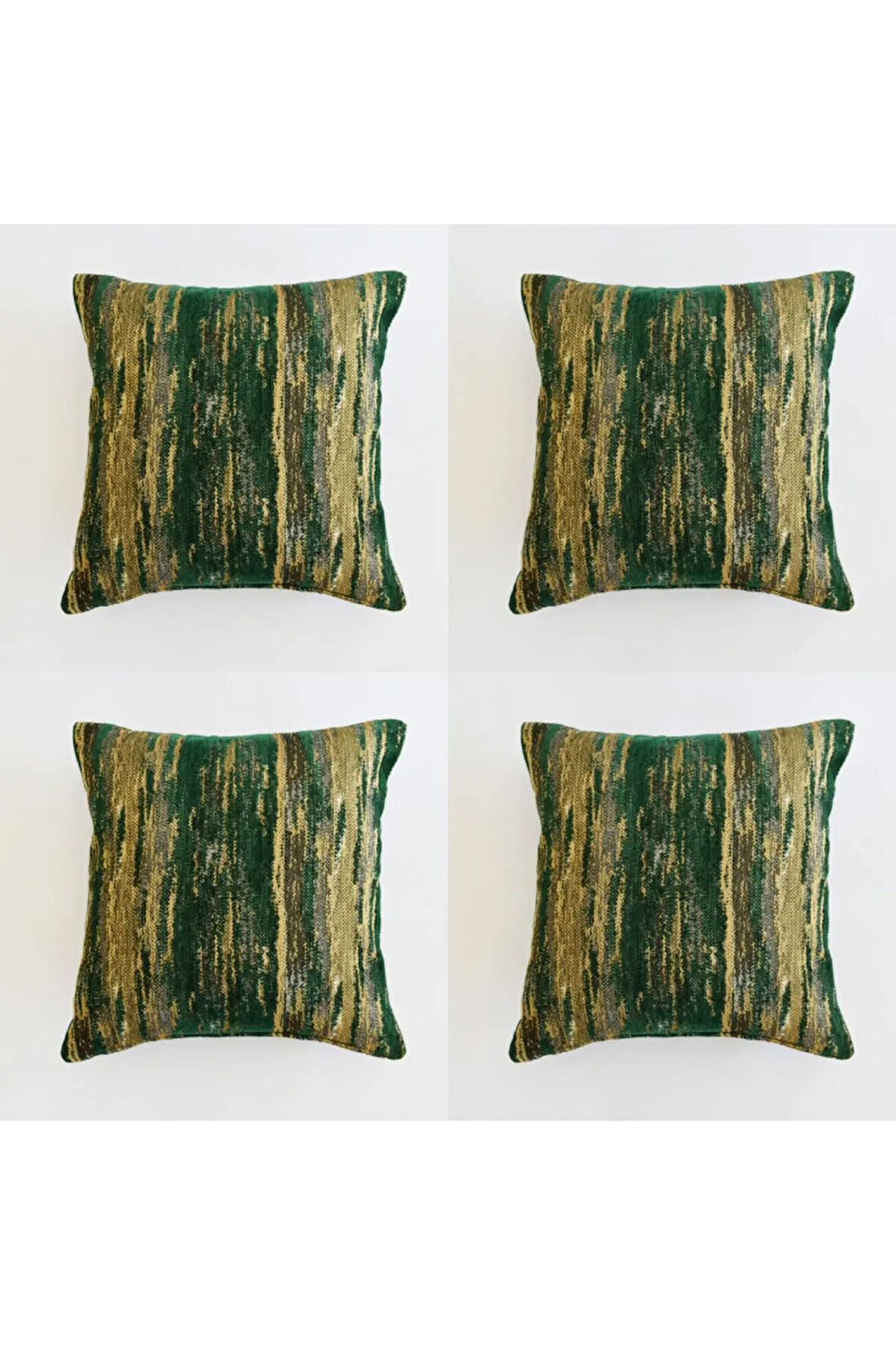 Etnik Desenli Dekoratif Yastık Kılıfı 4'lü Çift Taraflı Şönil Dokuma Gizli Fermuarlı Kırlent Kılıfı