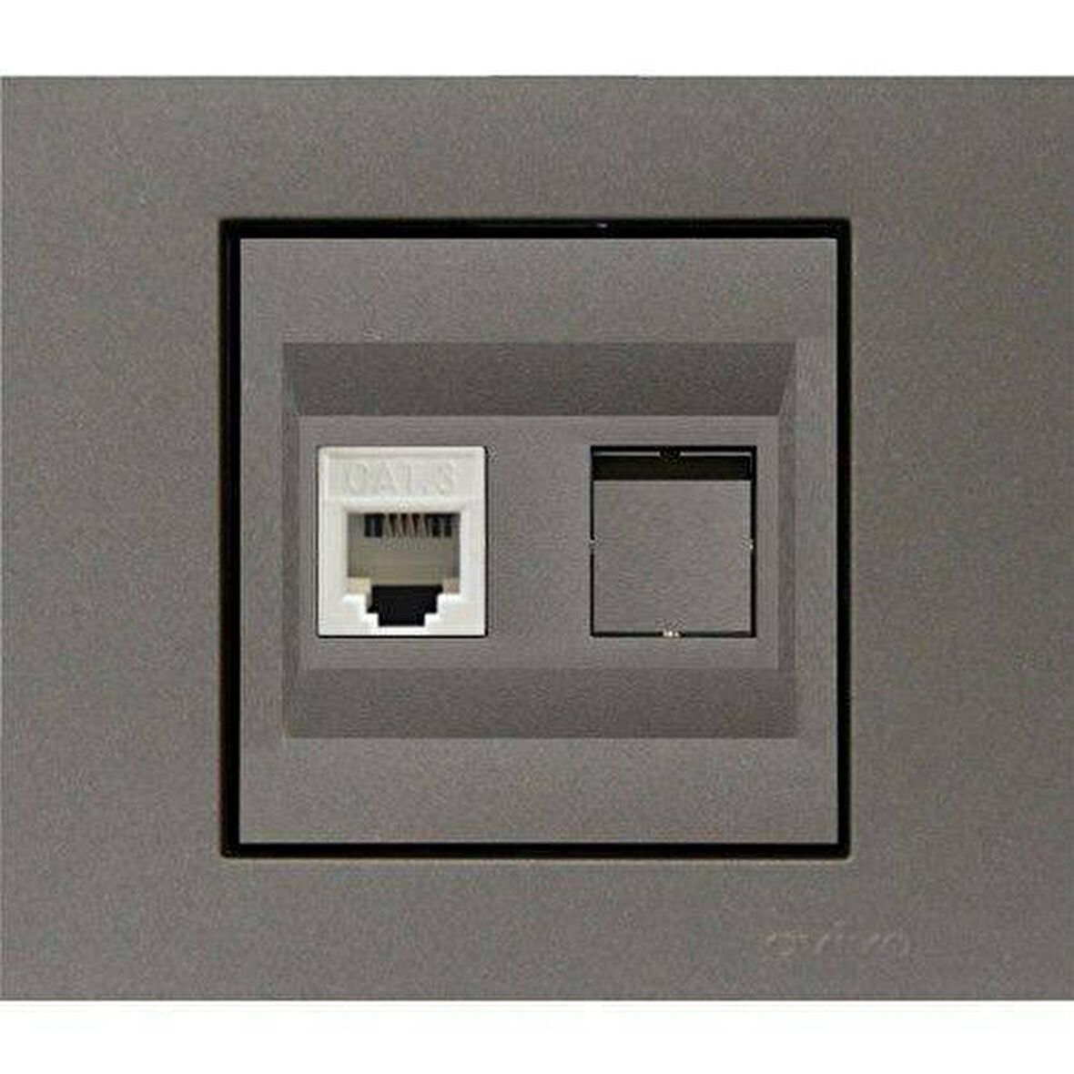 Ovivo Grano Metalik Antrasit RJ45 CAT6 Tekli Data Prizi