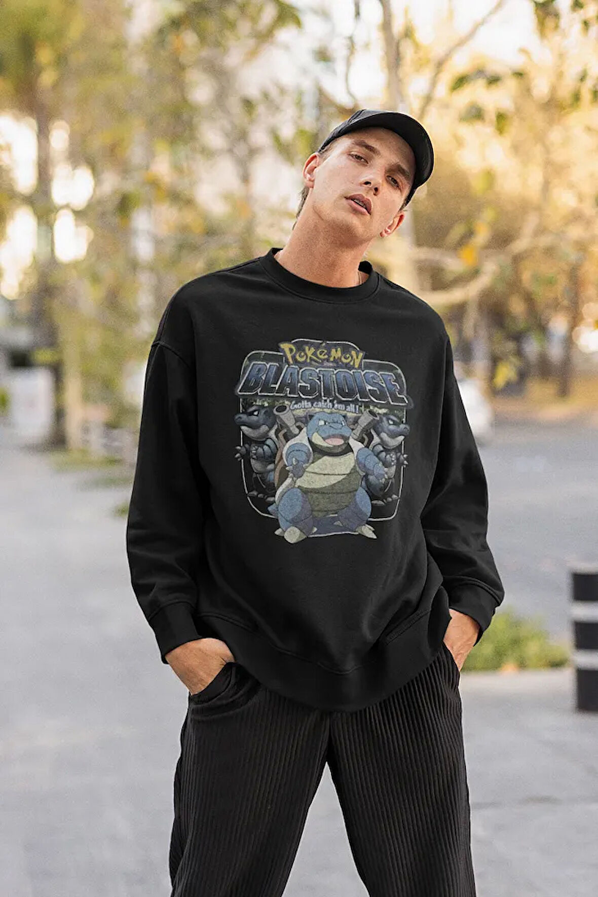 Pokemon Blastoise Baskılı Unisex Oversize Çizgi Film Sweatshirt
