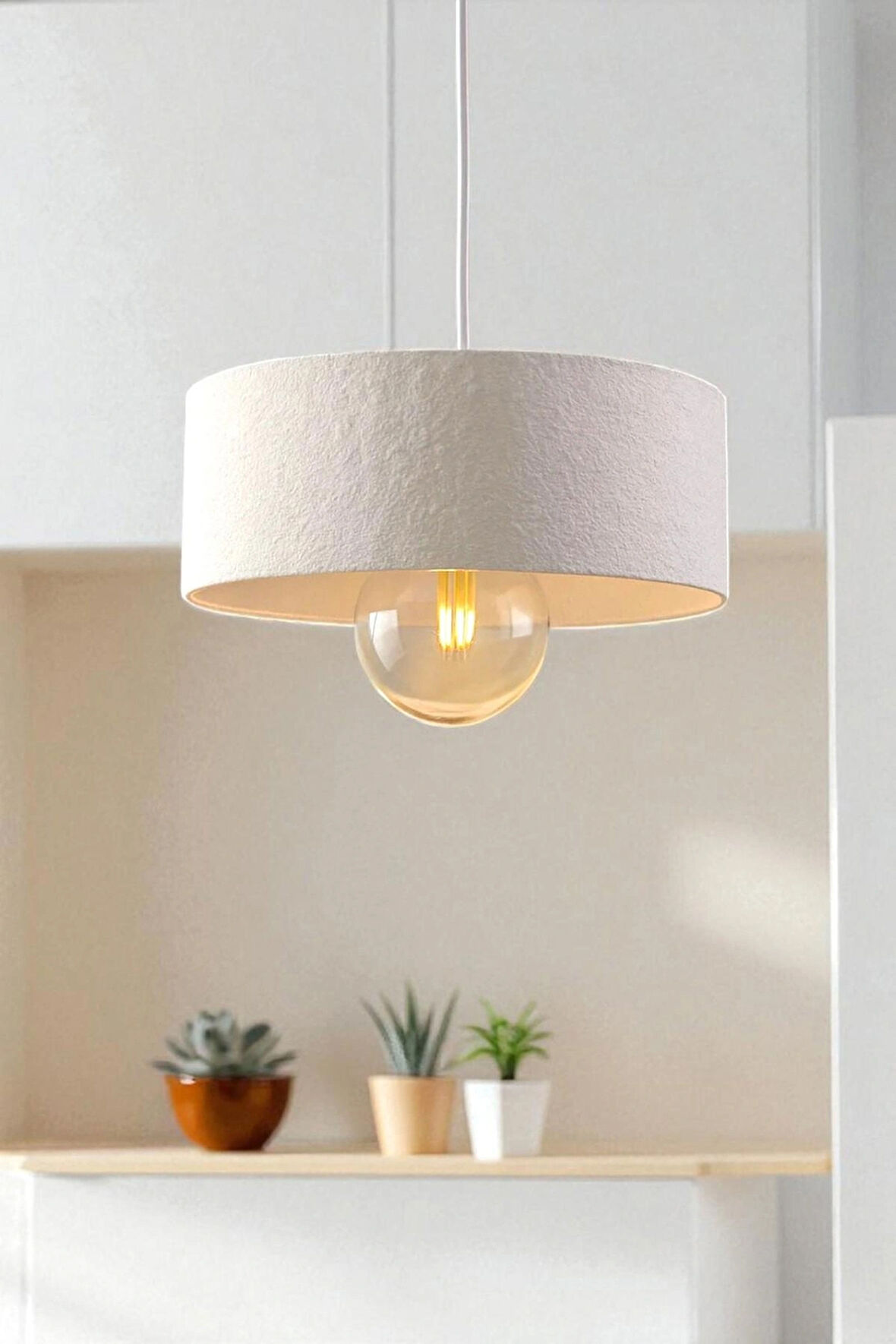 Oval Beton Avize Modern Dekoratif Aydınlatma 20 cm E27 Duy Salon Yatak Odası Mutfak İç Mekan