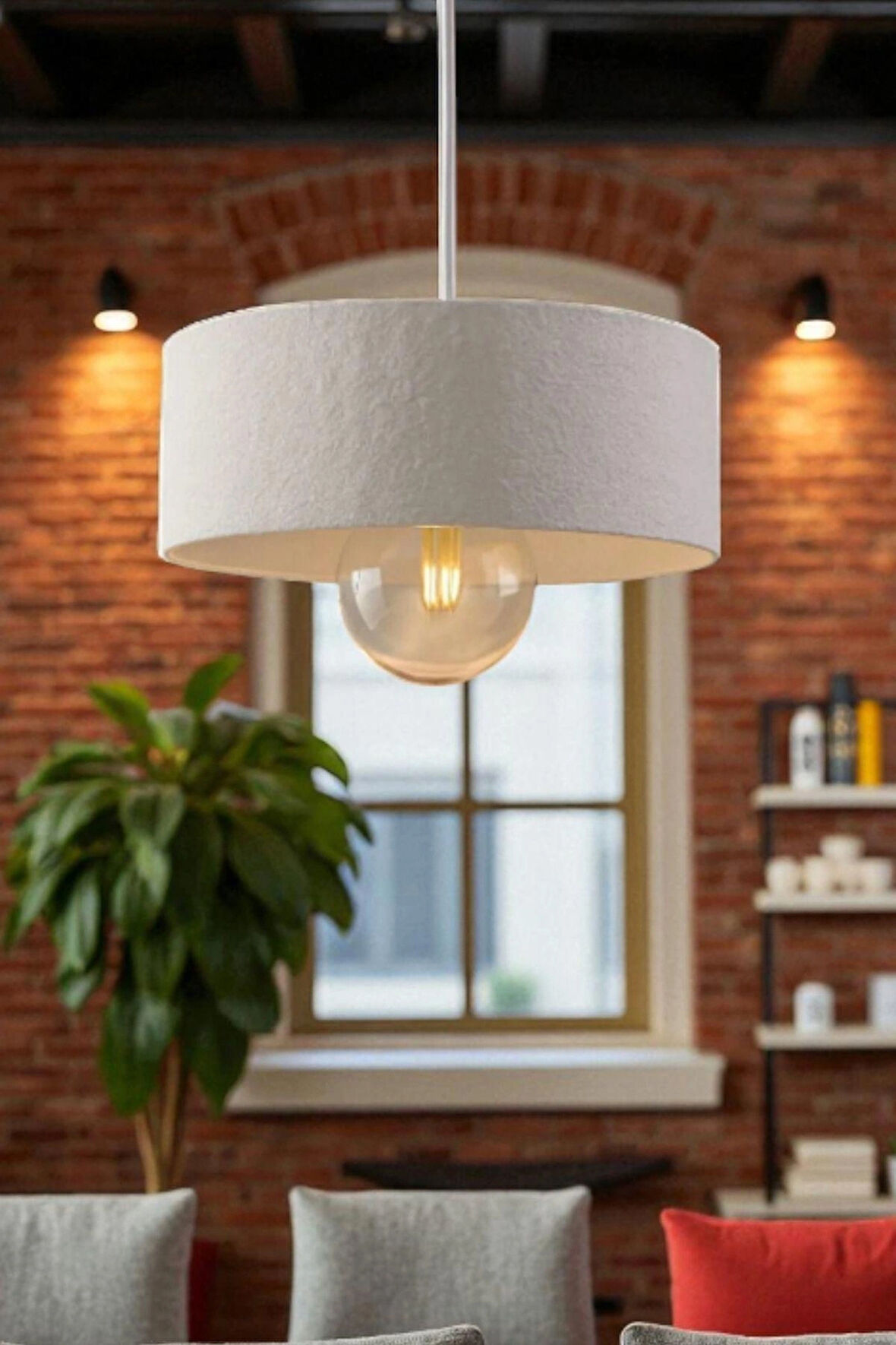 Oval Beton Görünümlü Rustik Sarkıt Avize Modern, Bohem ve Minimal Dekorasyon İçin Estetik Aydınlatma