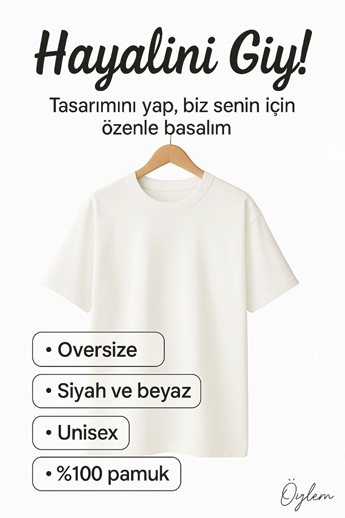 Kişiye Özel Oversize Unisex T-shirt %100 Pamuk (Kendin Tasarla)